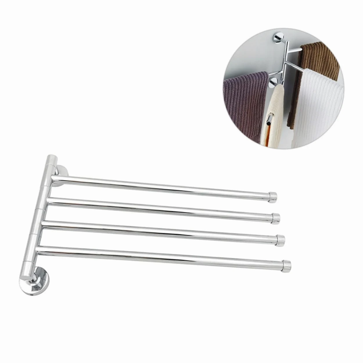 Portasciugamani Girevole in Acciaio Inox Argento per Bagno | 1 Pezzo, Accessori Bagno Coordinati, Finitura Antiruggine, Soluzione Salvaspazio per Cucina