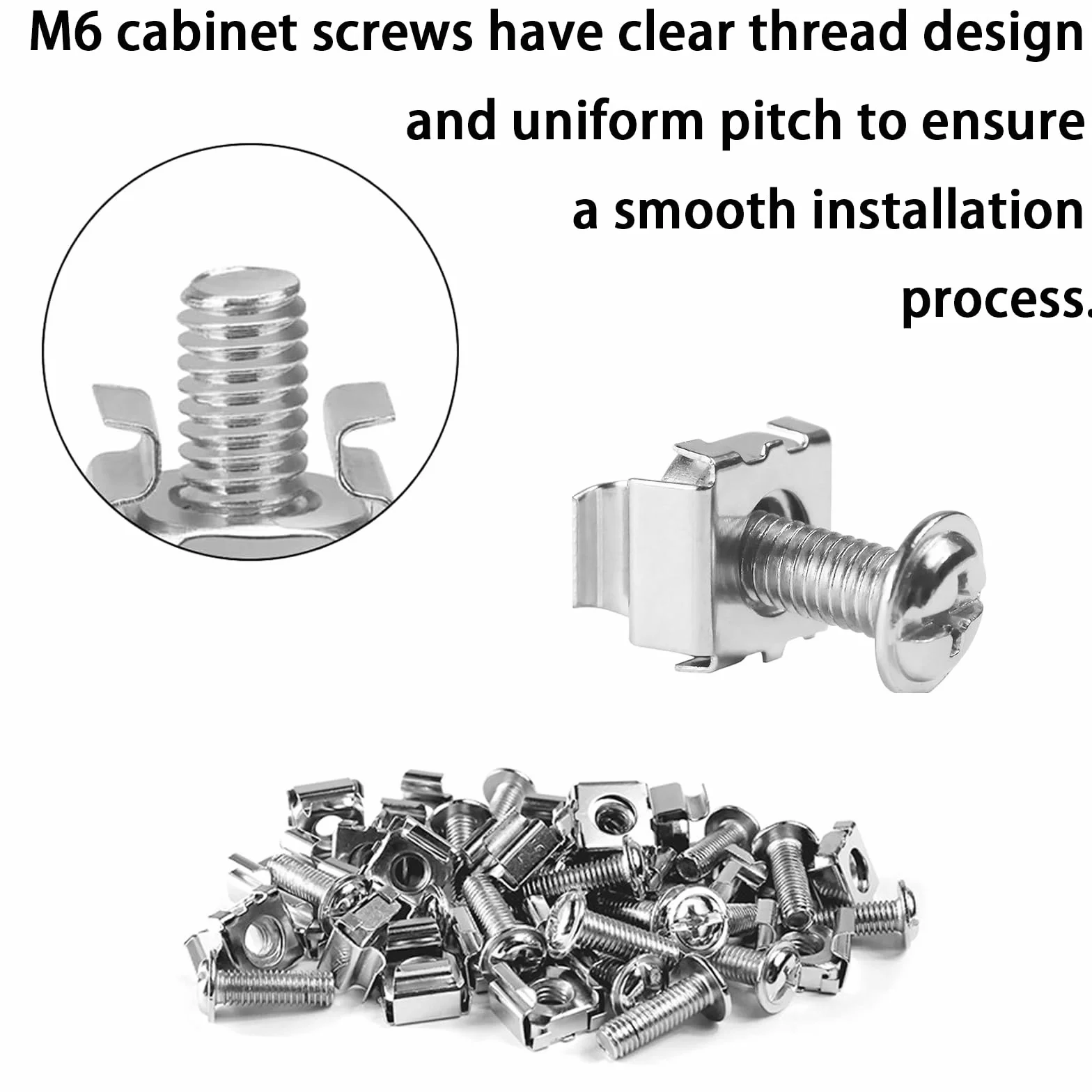 Set di Viti con Gabbia M6x16mm per Armadio Rack, Viti e Dadi di Montaggio per Server Accessori