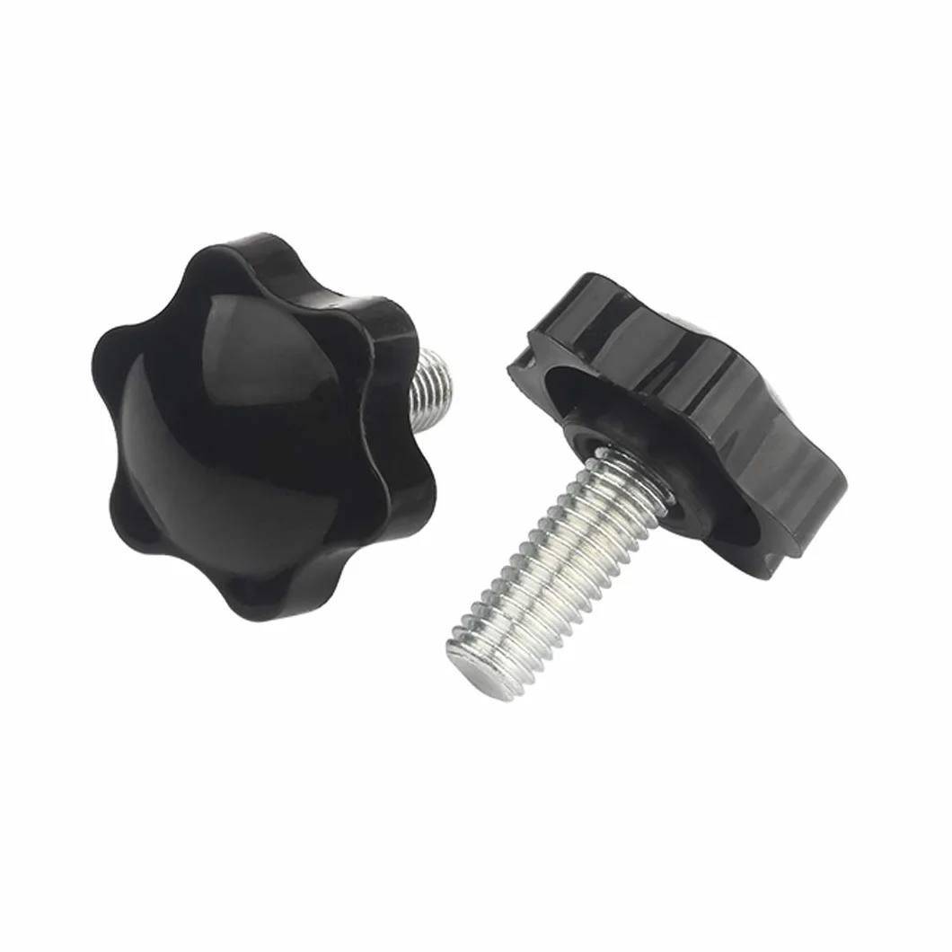 Vite a testa zigrinata M6×40mm Manopola di serraggio in plastica nera Maniglia a stella per macchina utensile