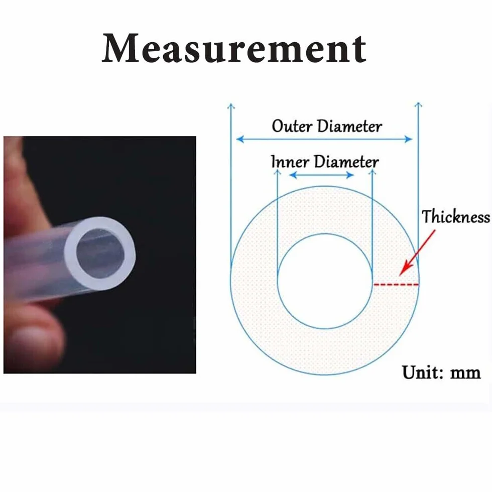 Tubo Flessibile in Silicone 12mm ID x OD 14mm Spessore della Parete 1mm Tubo Trasparente dell'acqua 2 Metros Resistenza ad Alta Temperatura, non Facilmente Deformabile