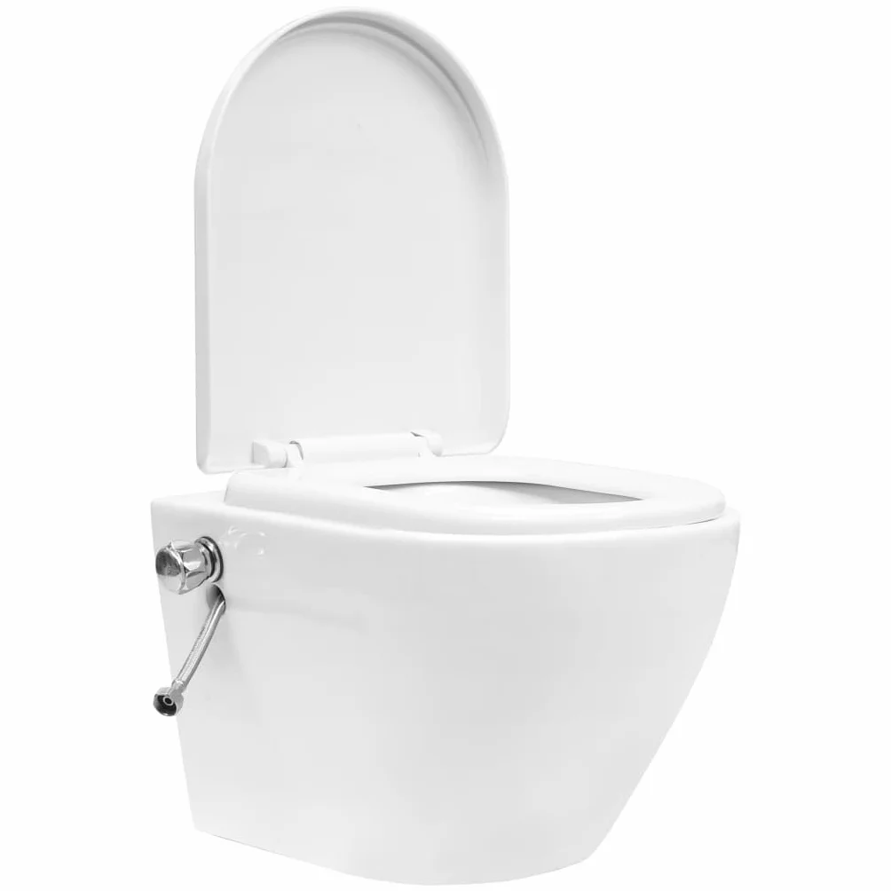 vidaXL Toaleta Podwieszana Bezramowa z Funkcją Bidet Ceramika Biała