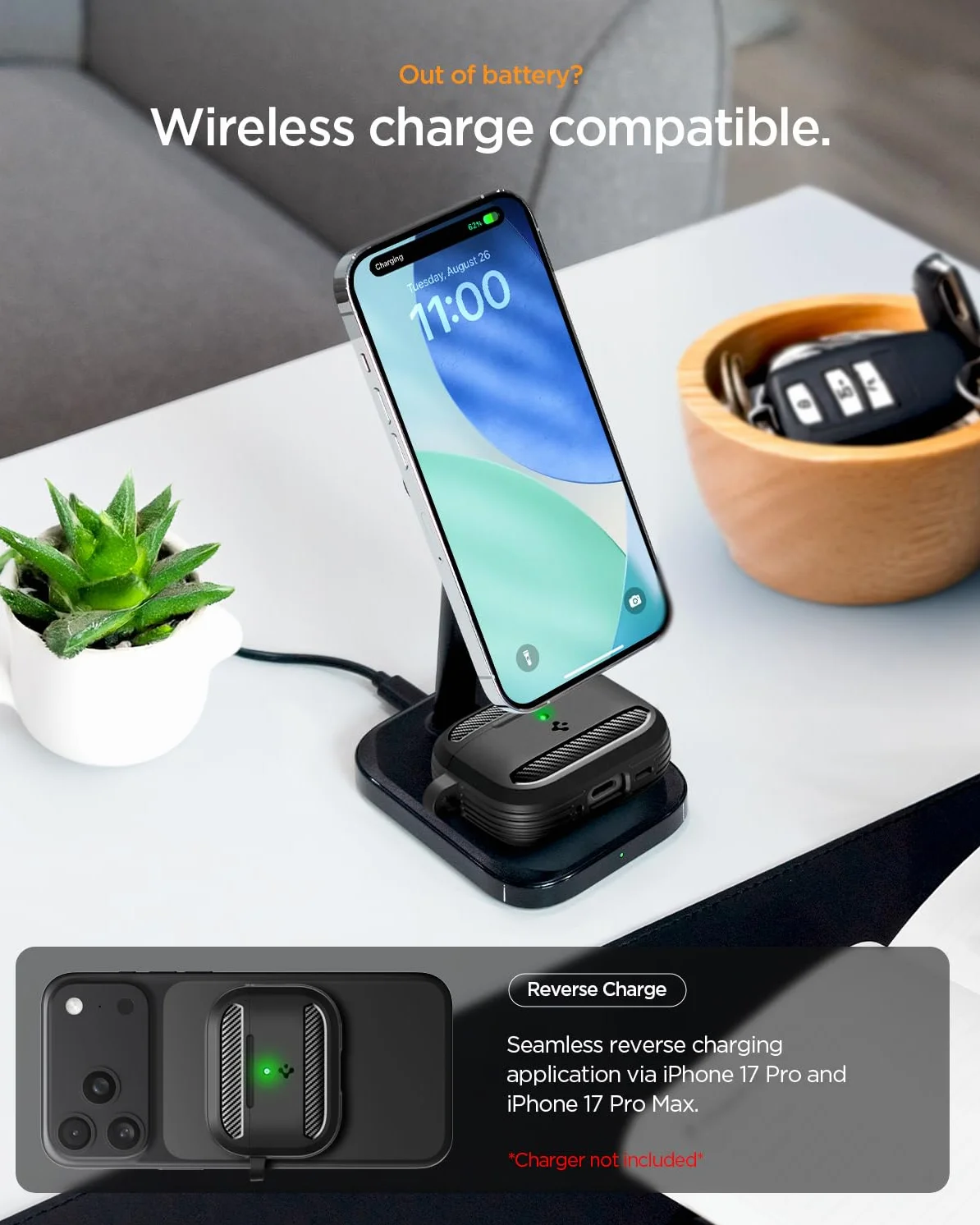 Spigen Cover Rugged Armor Compatible con AirPods Pro 3 (3a Generazione 2025) con Moschettone, Custodia AirPods Pro 3 - Nero Opaco