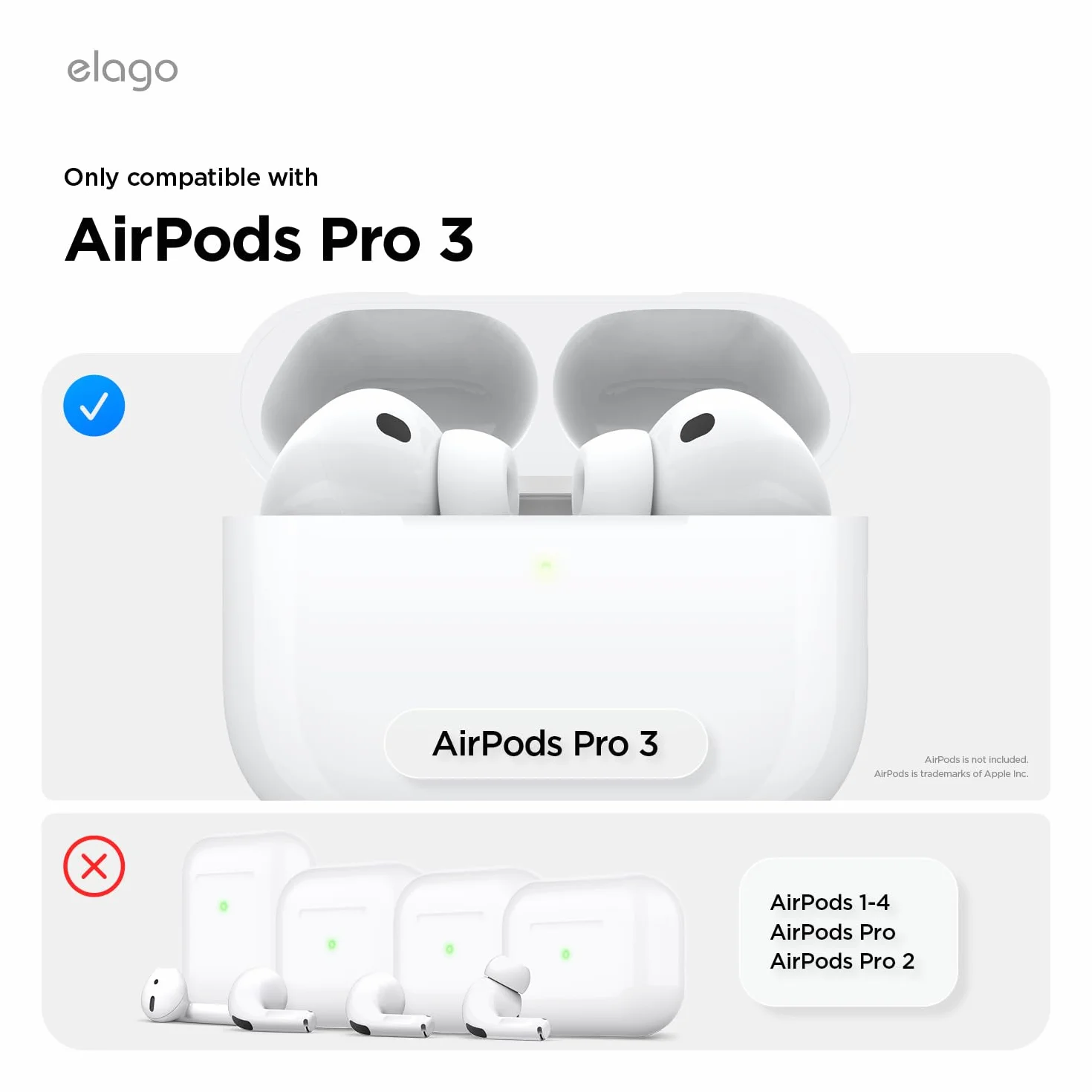 elago Custodia Trasparente per AirPods Pro 3, con Cinturino Portatile, Compatibile con Ricarica Wireless, Trasparenza Duratura, Antiurto, LED Frontale Visibile, Adattamento Perfetto (Trasparente)