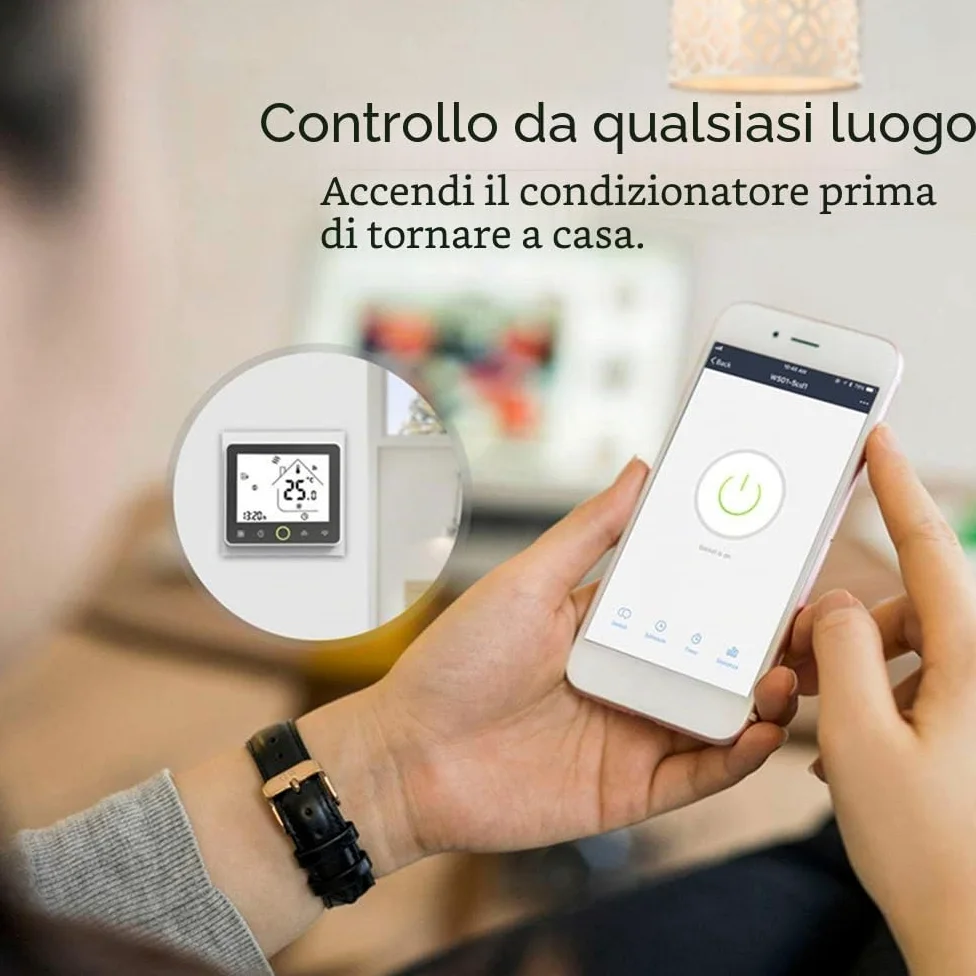 Termostato WiFi contatto secco caldaie gas acqua riscaldamento 5A | Controlador programable 95-240V con contacto seco compatible Alexa & Google Home