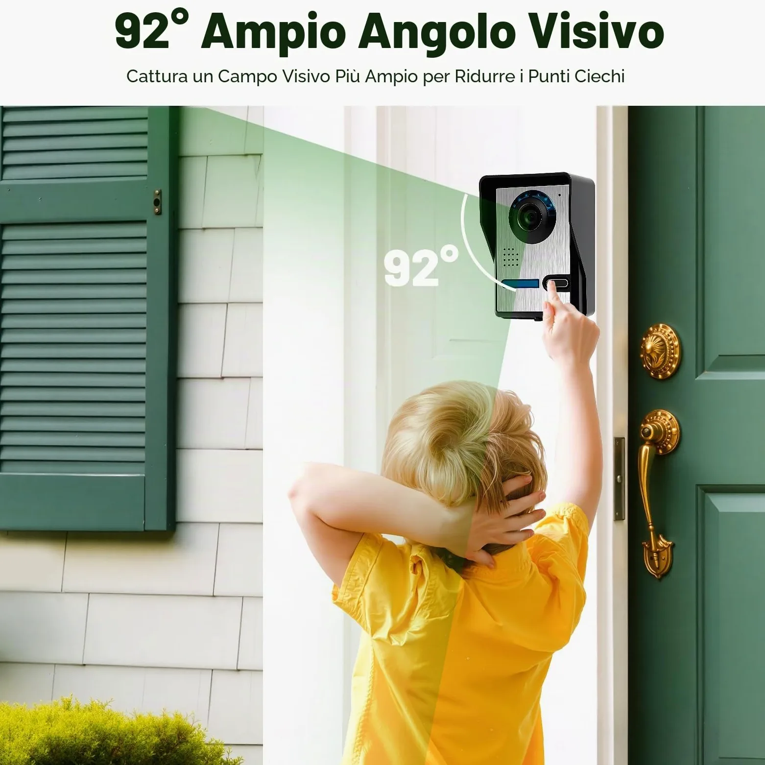 Videocitofono cablato, monitor HD, visione notturna e vivavoce, in alluminio, resistente alle intemperie, facile da installare per casa/ufficio, rettangolare, nero/bianco