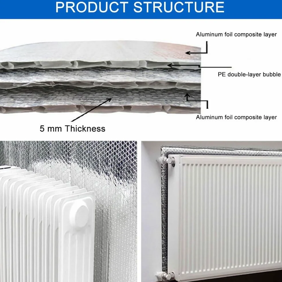 Pannello Termoriflettente per Termosifoni, Pannelli Termoriflettenti Riutilizzabile, pellicola Isolante Freddo per Vetri Finestre, Isolamento Termico e Risparmio Energetico(W 60 x H 140 cm)