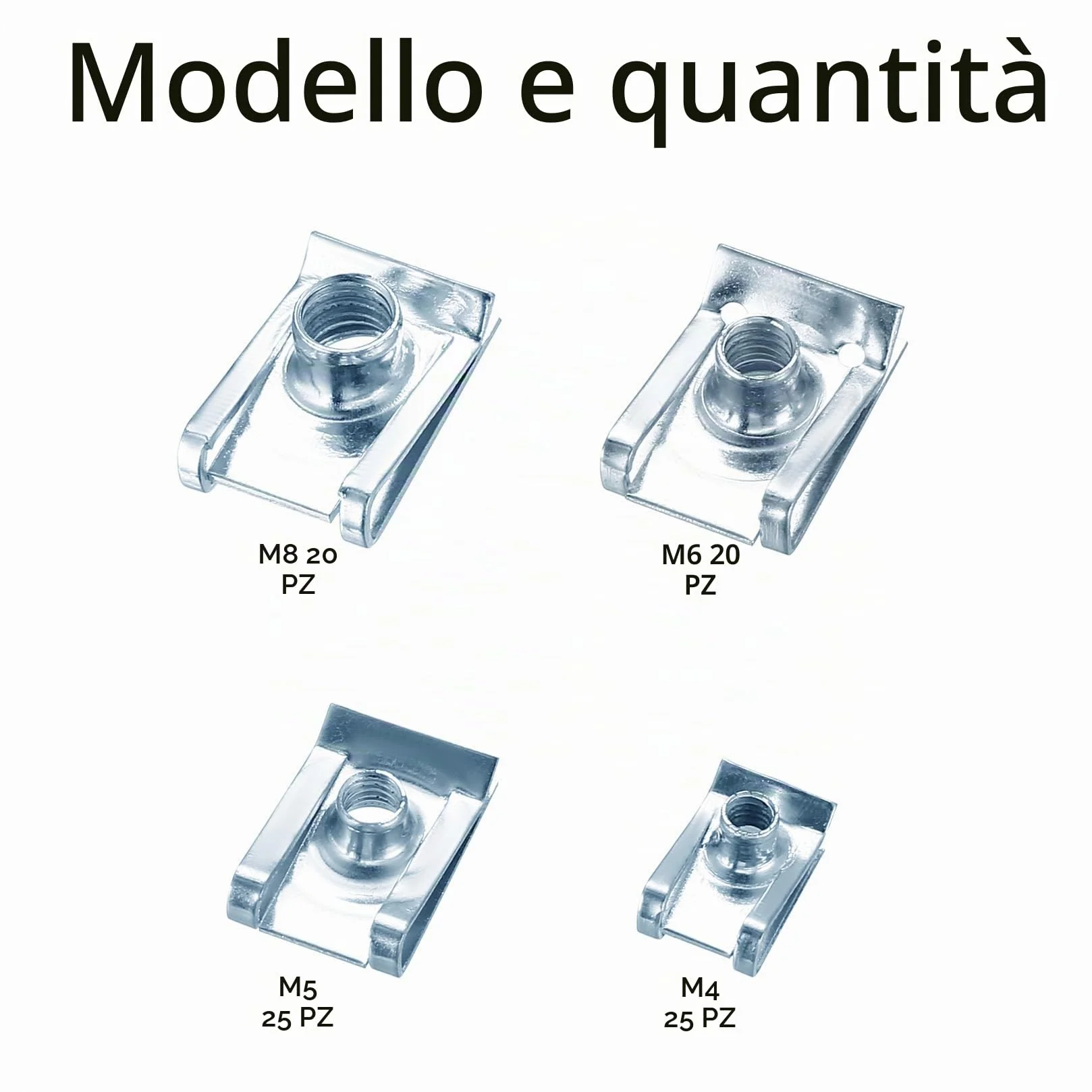 90 Pz U Clip Fissaggio Auto, Dadi a Clip a U e Bulloni Viti Autofilettanti per Parafanghi