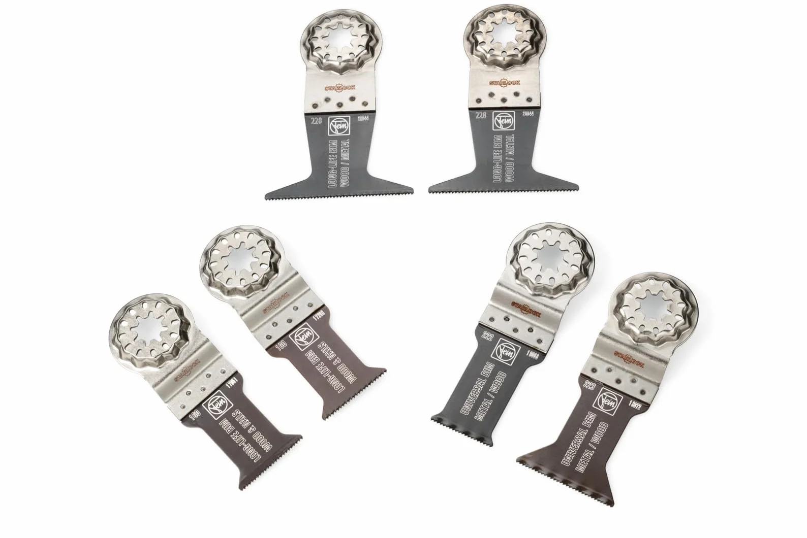 FEIN Best of E-Cut Starlock WOOD & METAL, 6 lame da taglio in profondità E-Cut per operazioni di taglio in legno e metallo, Attacco Starlock, adatto a tutti gli utensili multifunzione FEIN