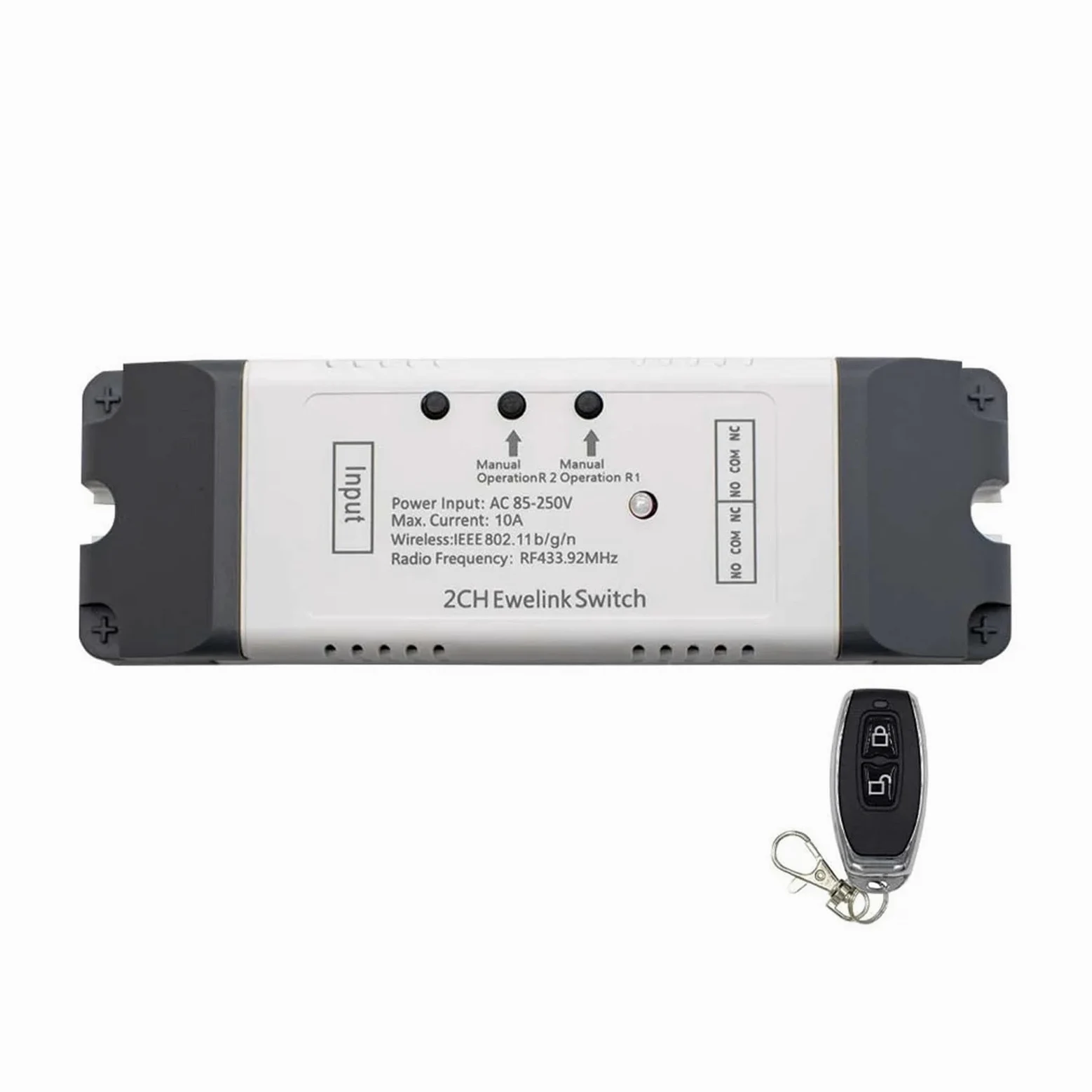 Interruttore Smart Opener APP telecomando for porta del garage cancello supporta Alexa Echo Google Home controllo EWelink + RF 433 MHz (Color : AC85-250V and Remote)