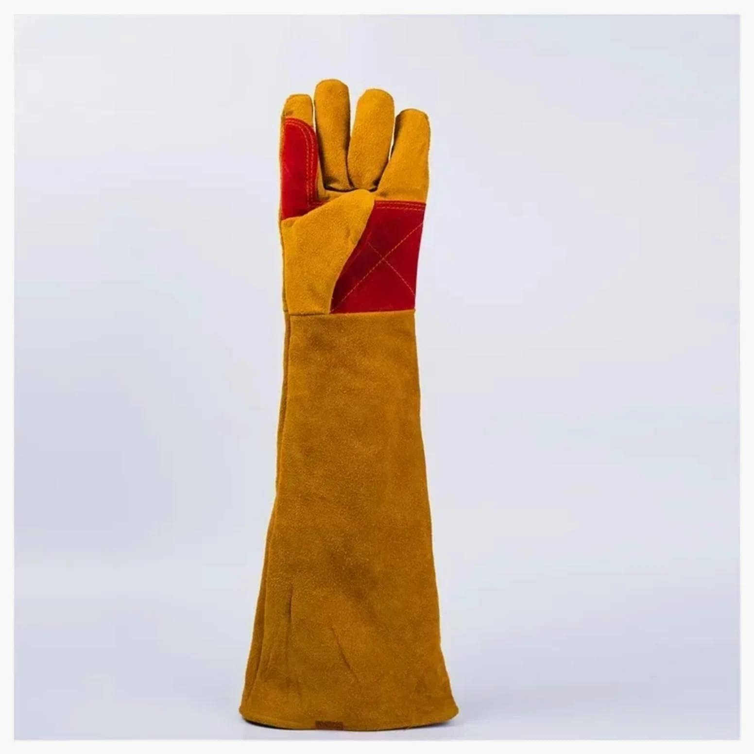 Guanti da Saldatura in Pelle a Maniche Lunghe da 23,6 Pollici, Guanti Resistenti al Calore for stufe e Barbecue, Guanti Resistenti alla Perforazione for Gard(60CM)