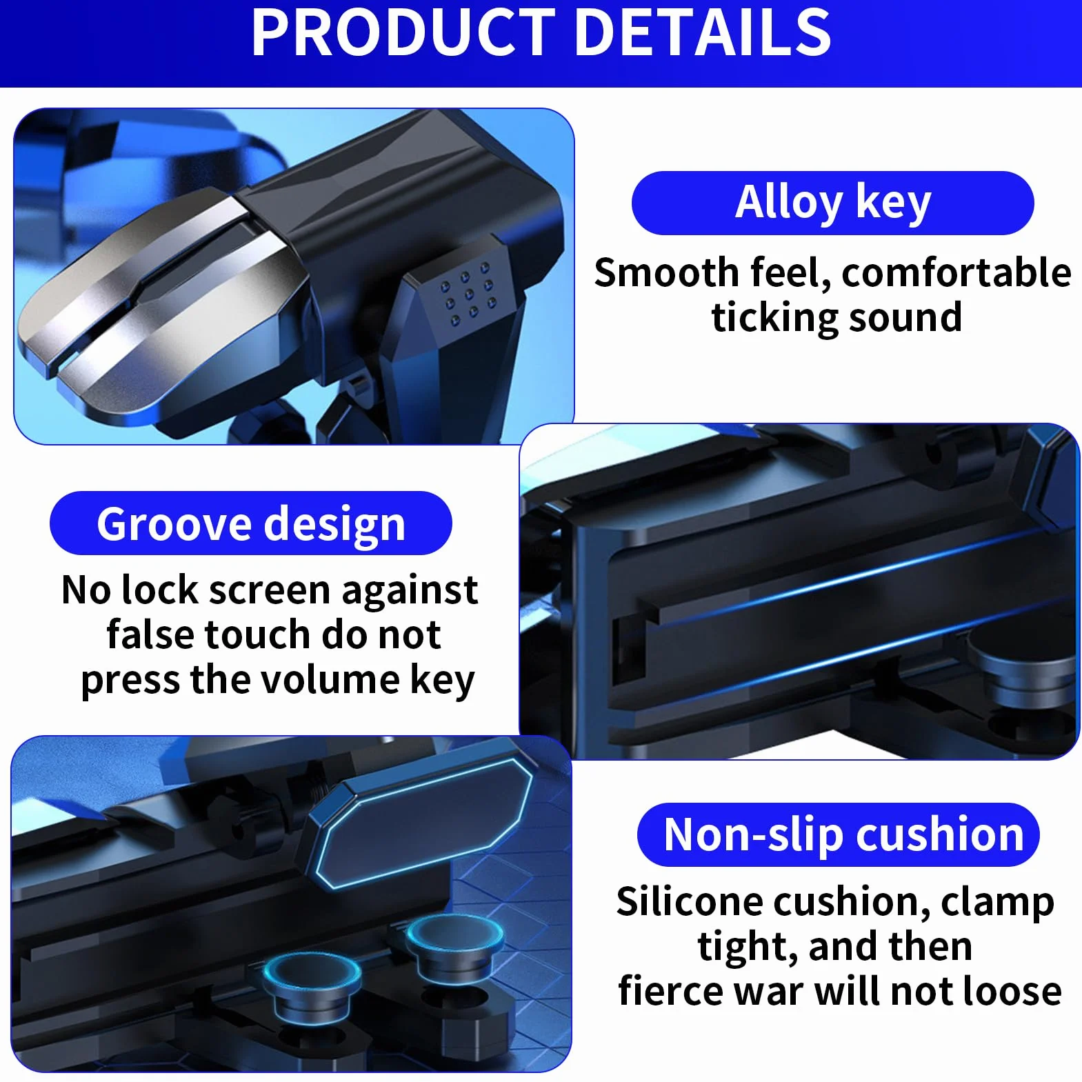 Toaluea 2 Pezzi Triggers 6 Dita Joystick Controller per PUBG COD, Trigger Mobile Gaming con Grilletti L1R1 L2R2, Triggle Grilletti Pulsante Meccanico Fisico per iPhone Telefono Smartphone Android