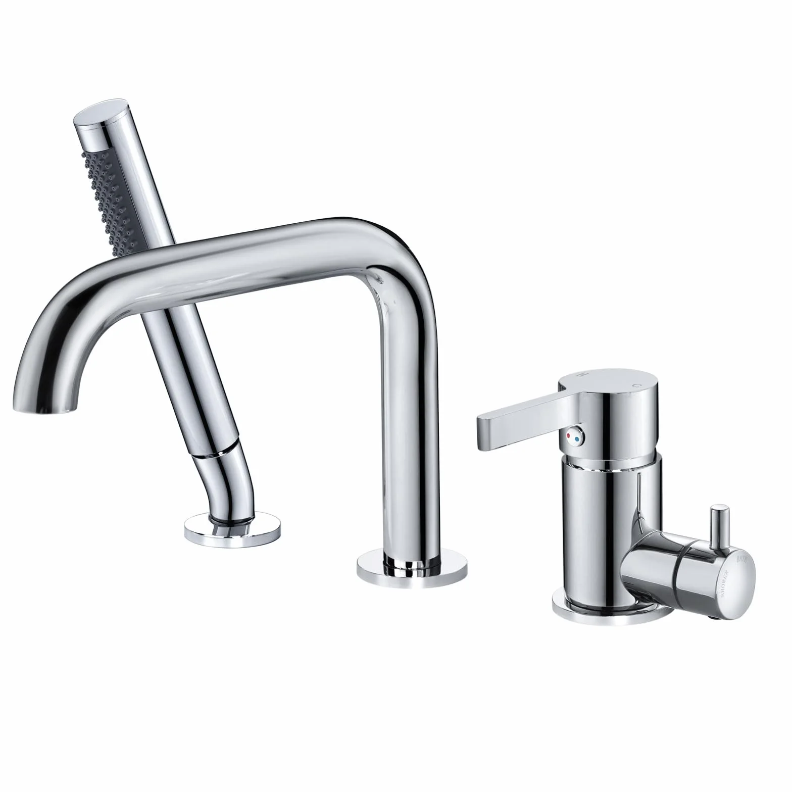 Rubinetto per Vasca 3 Fori, Rubinetto per Bordo Vasca con Girevole a 360°, Miscelatore per Vasca da Bagno con Doccetta, Cromo, 11Y1OK