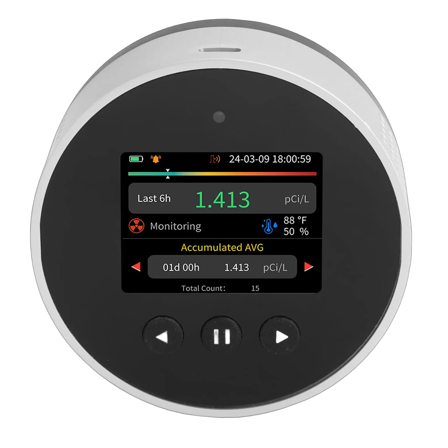 Rilevatore di Radon, Letture a Lungo Termine a Breve Termine, Display LCD, Alimentato a Batteria Ricaricabile, Portatile Compatto per Casa, Ufficio, Seminterrato Scolastico con