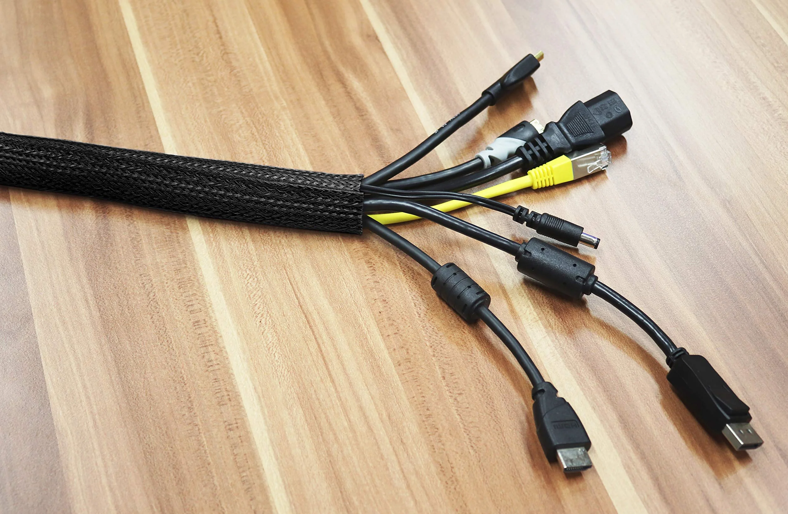 RICOO Organizer cavi Cable Z9085B-2 management Nascondi cavi Raccogli cavi Canalina passacavi Guaina per cavi Lunghezza 2m Colore nero