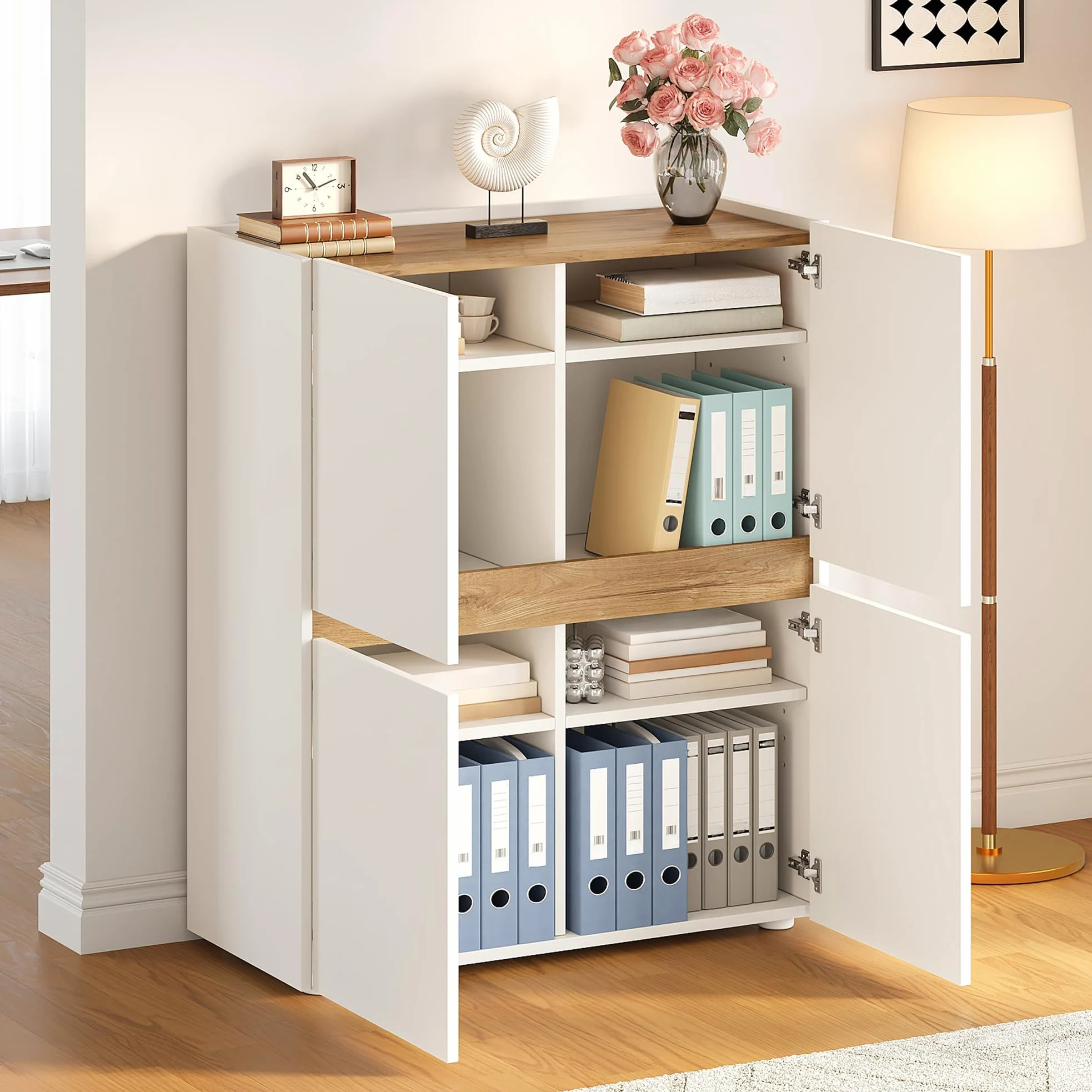 Armadietto alto, 90 x 40 x 110 cm, ripiani regolabili, credenza, armadietto moderno, cassettiera, armadio alto