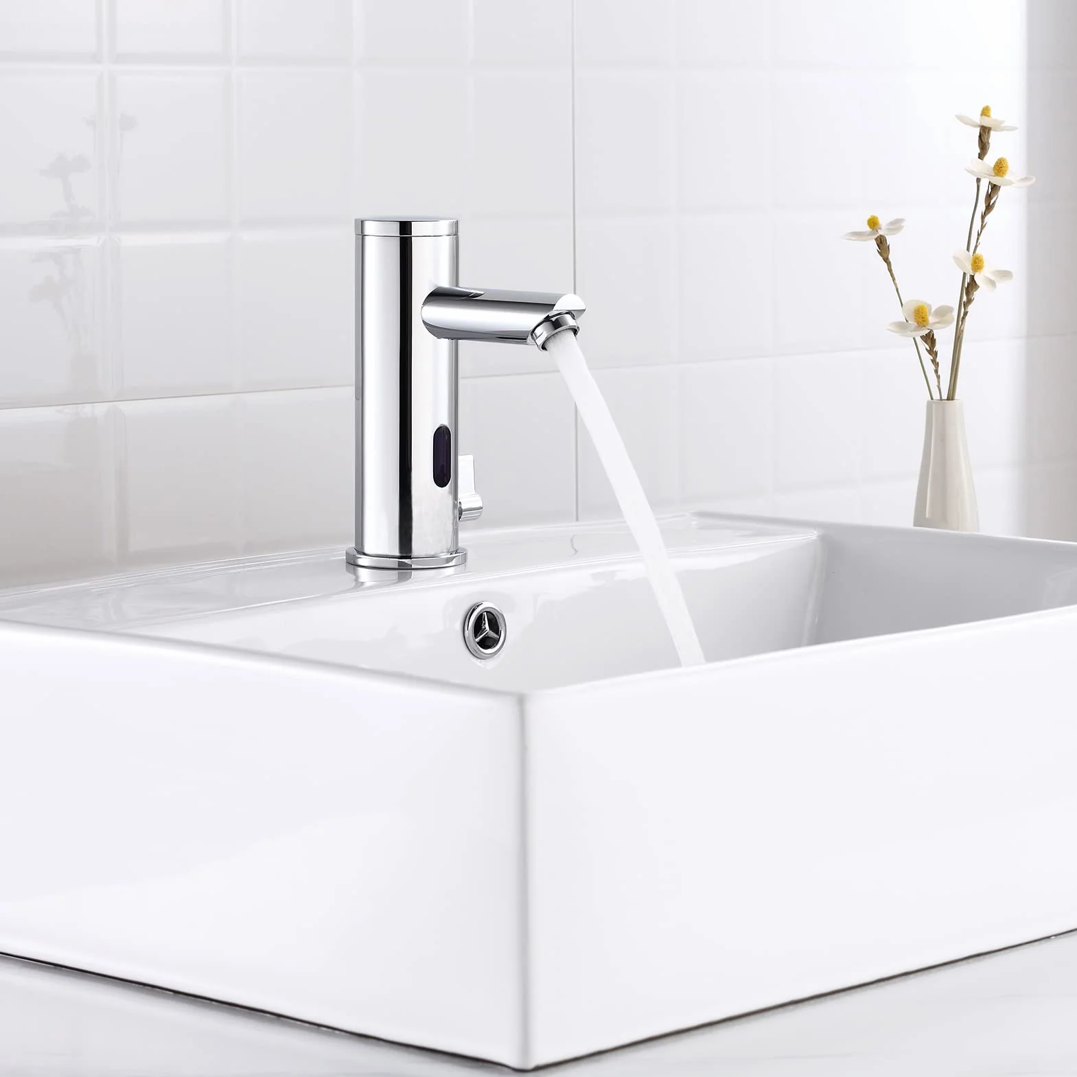 Achelous Rubinetto Automatico Lavabo Bagno con Sensore a Infrarossi Miscelatore Fredda e Calda Cromato