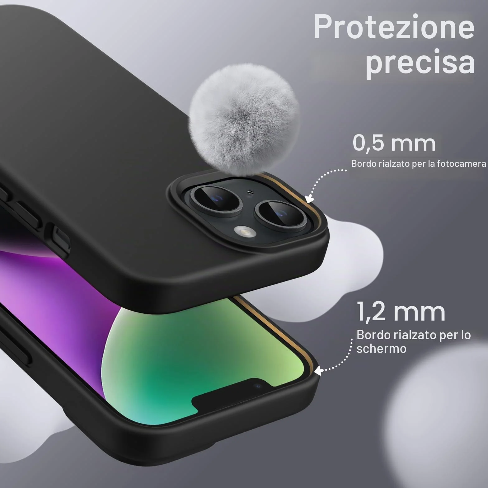 JETech Cover Silicone per iPhone 14 6,1 Pollici, Protettiva per Tutto il Corpo Morbida al Tatto, Custodia Antiurto con Fodera in Microfibra (Nero)