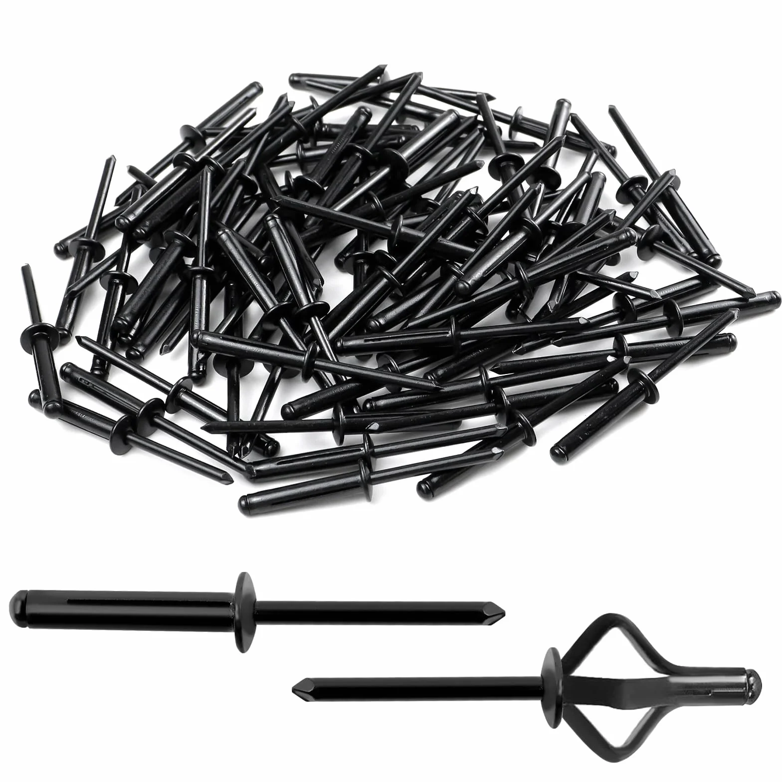 Set di 60 rivetti ciechi in alluminio neri Tri Fold Exploding per industria costruzione