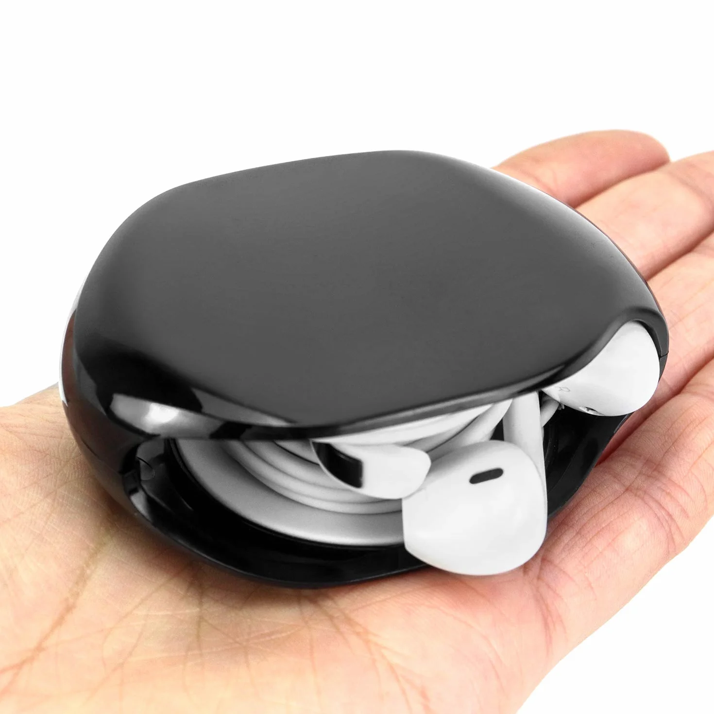 QWORK® Avvolgicavo automatico piccolo, avvolgicavo per cuffie, cavo USB e cavo di ricarica, 2 pezzi