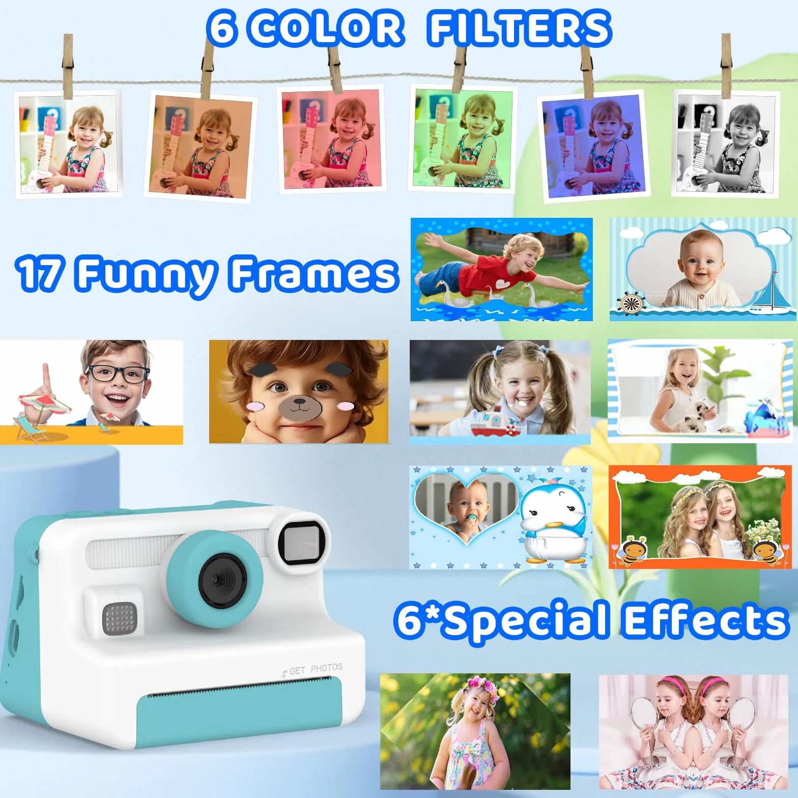 Macchina fotografica bambini istantanea,Regalo di Natale e Compleanno per giochi Bambina 4 5 6 7 8 9 10 11 12 Anni, Fotocamera Digitale Selfie 1080P con 3 Rotoli di Carta Termica e Scheda da 32GB
