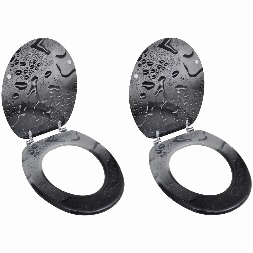 Set di 2 sedili anteriori per WC con coperchi in MDF a goccia d'acqua 02_0002952