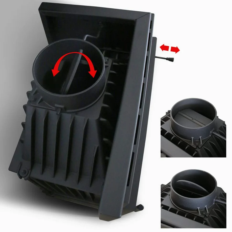 KRATKI Inserto per camino in ghisa a legna MAJA 8 kW Ø200 sinistro A 2 8 kW | Ghisa nero, efficienza 80,1%, classe A. Ecodesign, BImSchV 2.; combustione efficiente; basse emissioni; calore uniforme