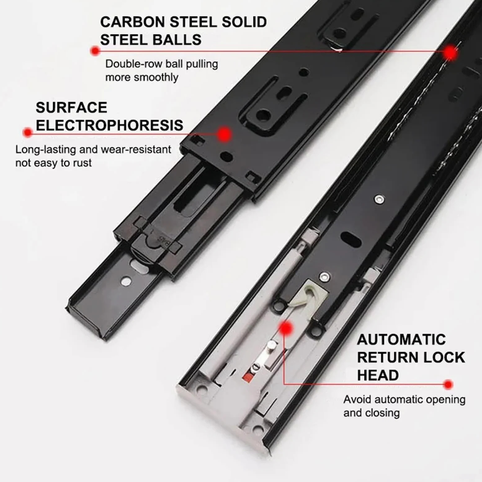 Guide Per Cassetti 45mm Push-open Drawer Slides Mute Track Rebound Three-Section Rail Hardware Accessories per cucina(14 inch (35cm))