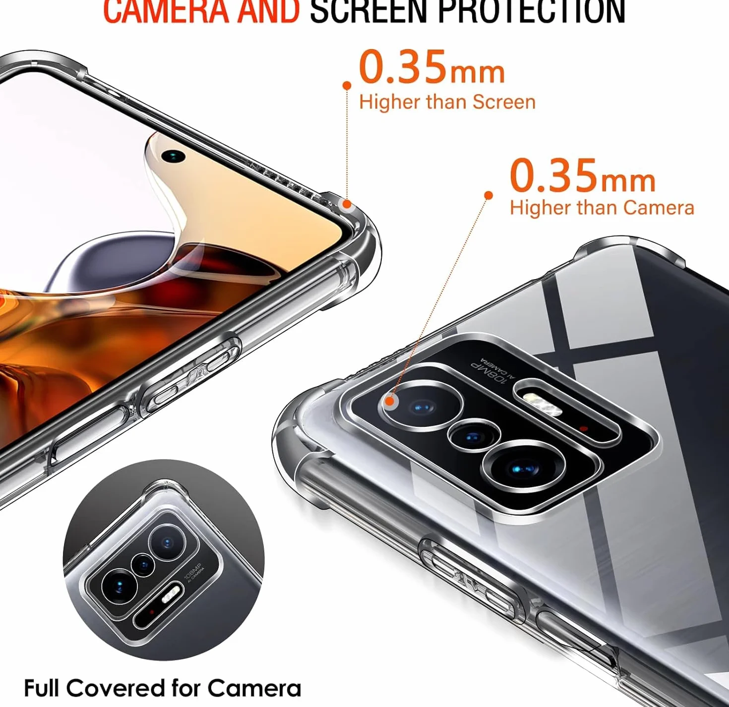 iVoler Cover per Xiaomi 11T 5G / Xiaomi 11T Pro 5G, Custodia Trasparente per Assorbimento Degli Urti con Paraurti in TPU Morbido, Sottile Morbida in Silicone TPU Protettiva Case