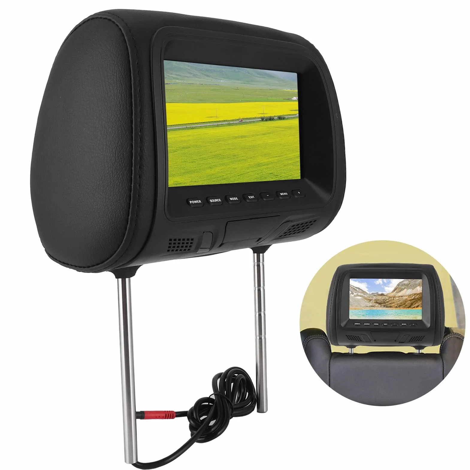 Yctze 7in 1024 x 600 Lettore DVD poggiatesta Auto, Schienale del sedile Lettore multimediale MP5 Monitor poggiatesta LCD RGB Supporto amplificatore USB Bluetooth