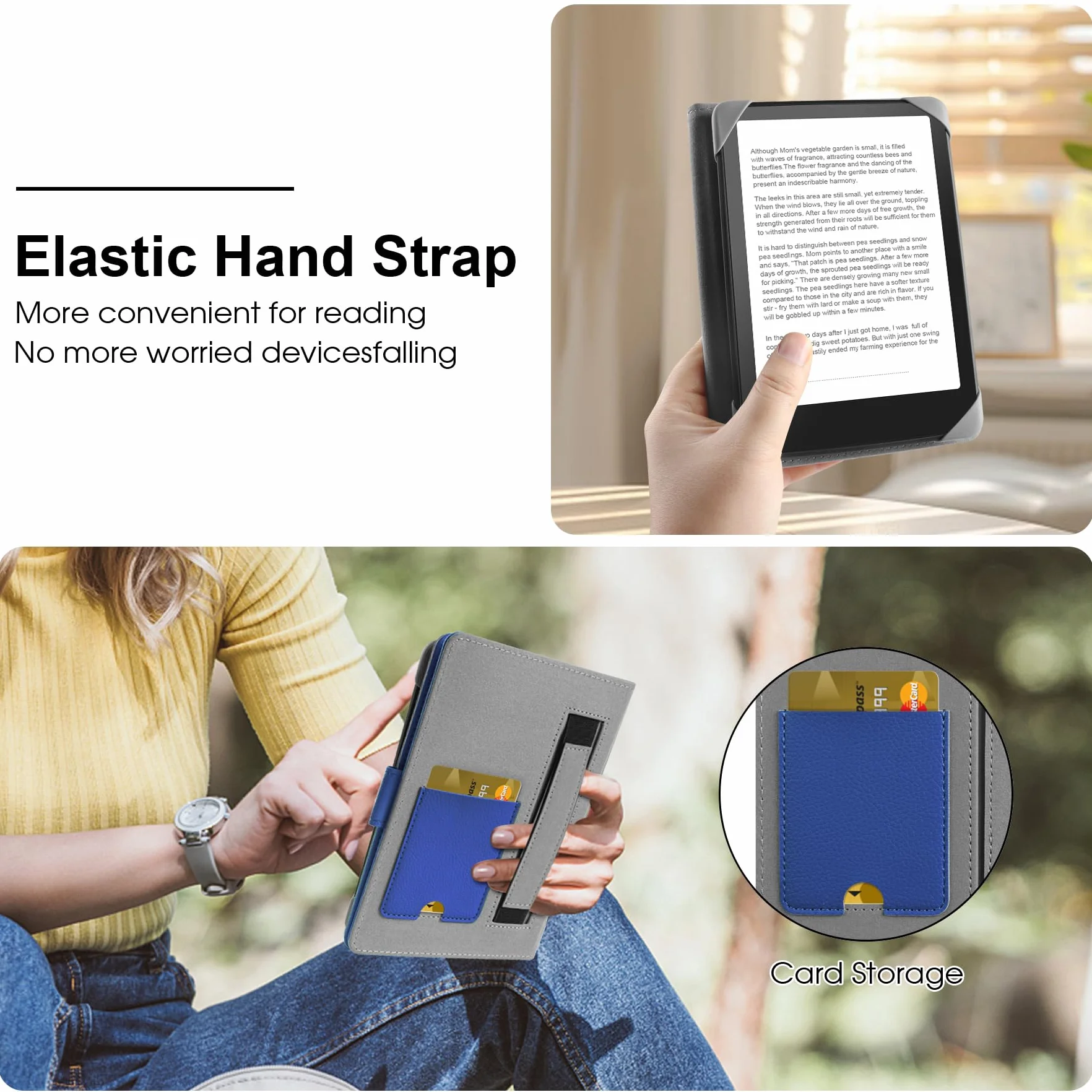 HoYiXi Universale Custodia per 6.8 pollice,7 pollice eReader Compatibilità Kindle Paperwhite/Kobo Clara HD/Kobo Clara 2E/PocketBook/Tolino/Sony 6”-6.8“ E-Book Reader Cover Case,blu