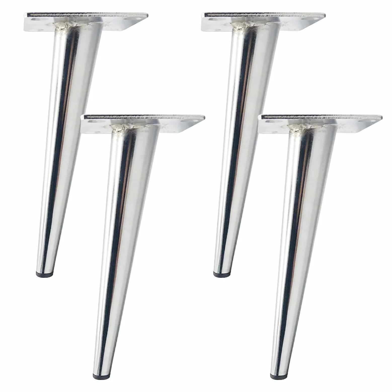 Generico Gambe per Mobili Piedini Conici Cromati 4 Pezzi di Supporto per Tavolo Cromati Superficie in Ferro Galvanizzato Piedini per Divano Altezza: 10-43 cm Piedini per Mobile 43 cm/17