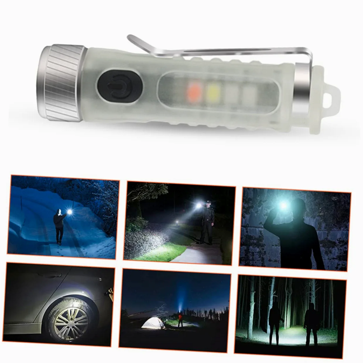 BESPORTBLE 4pezzi Mini Torcia Ricaricabile Led Portachiavi Leggera e Compatta Modalità Di Illuminazione Per Esterni Per Campeggio e Attività All Aperto