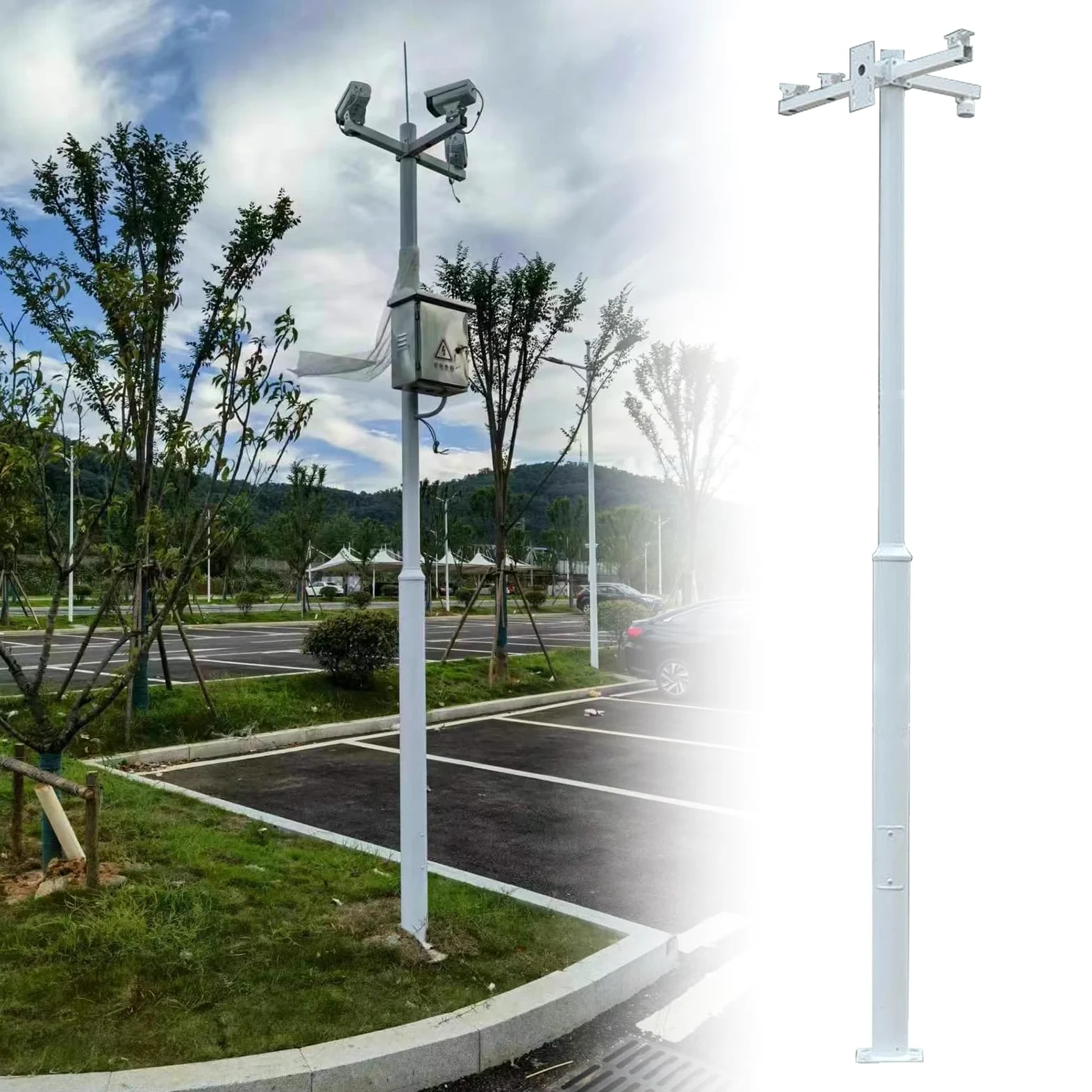 Supporto all'aperto indipendente Palo della telecamera di sorveglianza per maggiore sicurezza e installazione flessibile