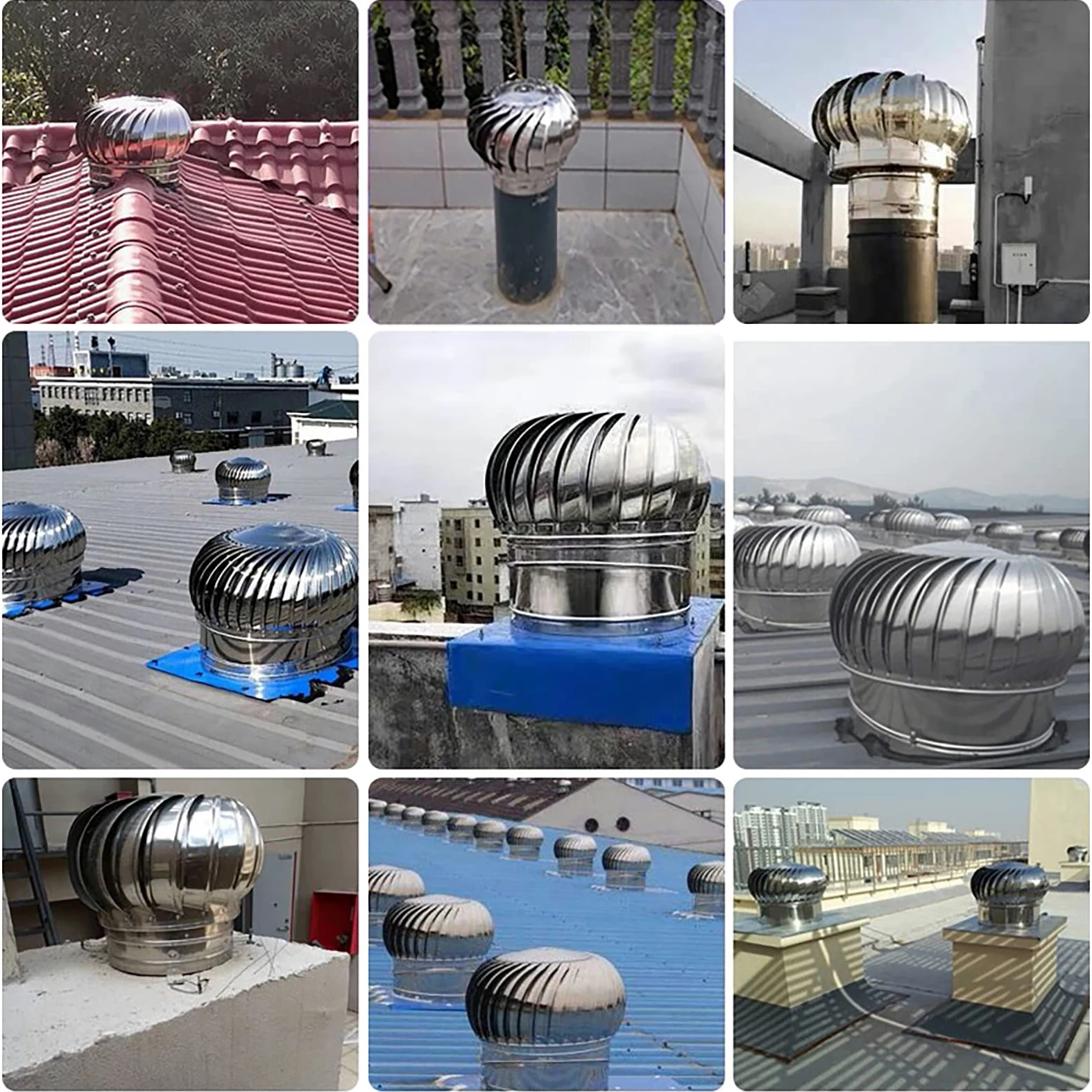 Comignolo Girevole, Acciaio Inox 304, comignoli per Camino, Ventilatore, turbina, Resistente alle intemperie, nessun Montaggio richiesto (160 mm/6,2 Pollici)