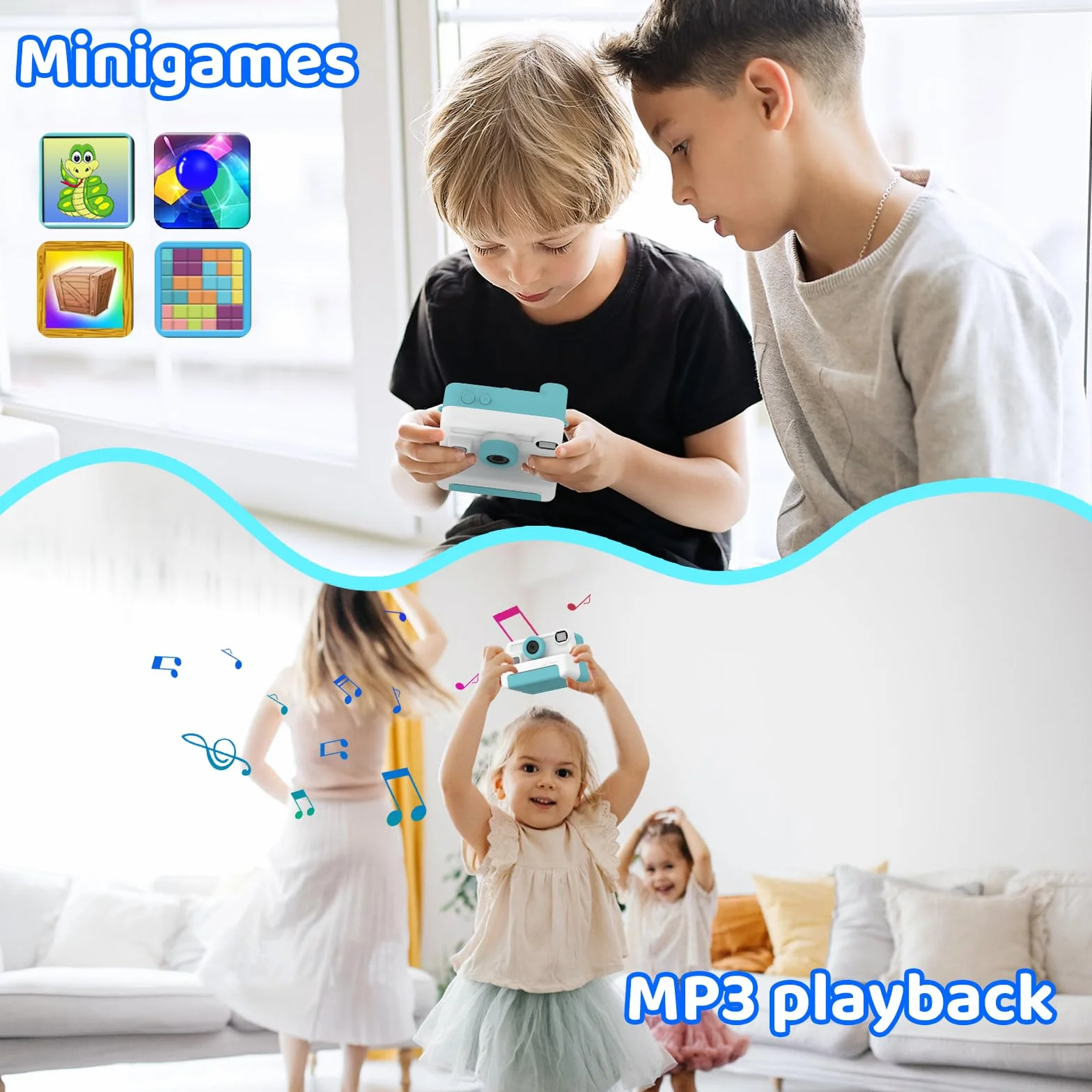 Macchina fotografica bambini istantanea,Regalo di Natale e Compleanno per giochi Bambina 4 5 6 7 8 9 10 11 12 Anni, Fotocamera Digitale Selfie 1080P con 3 Rotoli di Carta Termica e Scheda da 32GB