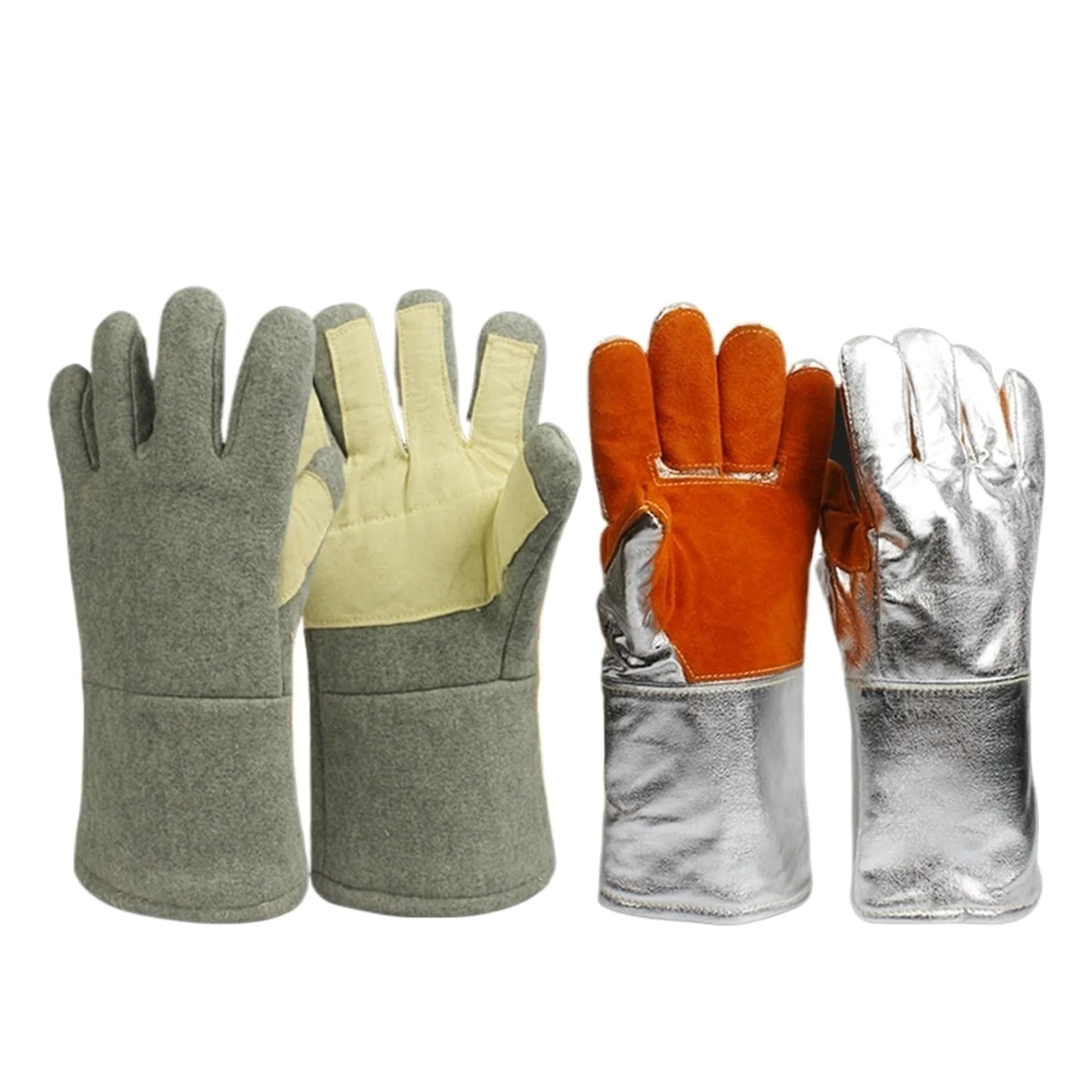 Ignifugo Guanti Resistenti Alle Alte Temperature 300 Gradi 500 Gradi Isolamento Ignifugo E Scottante Fusione Foglio Di Alluminio Guanti Da Forno A Microonde A Cinque Protezione resistente al calore(Mo