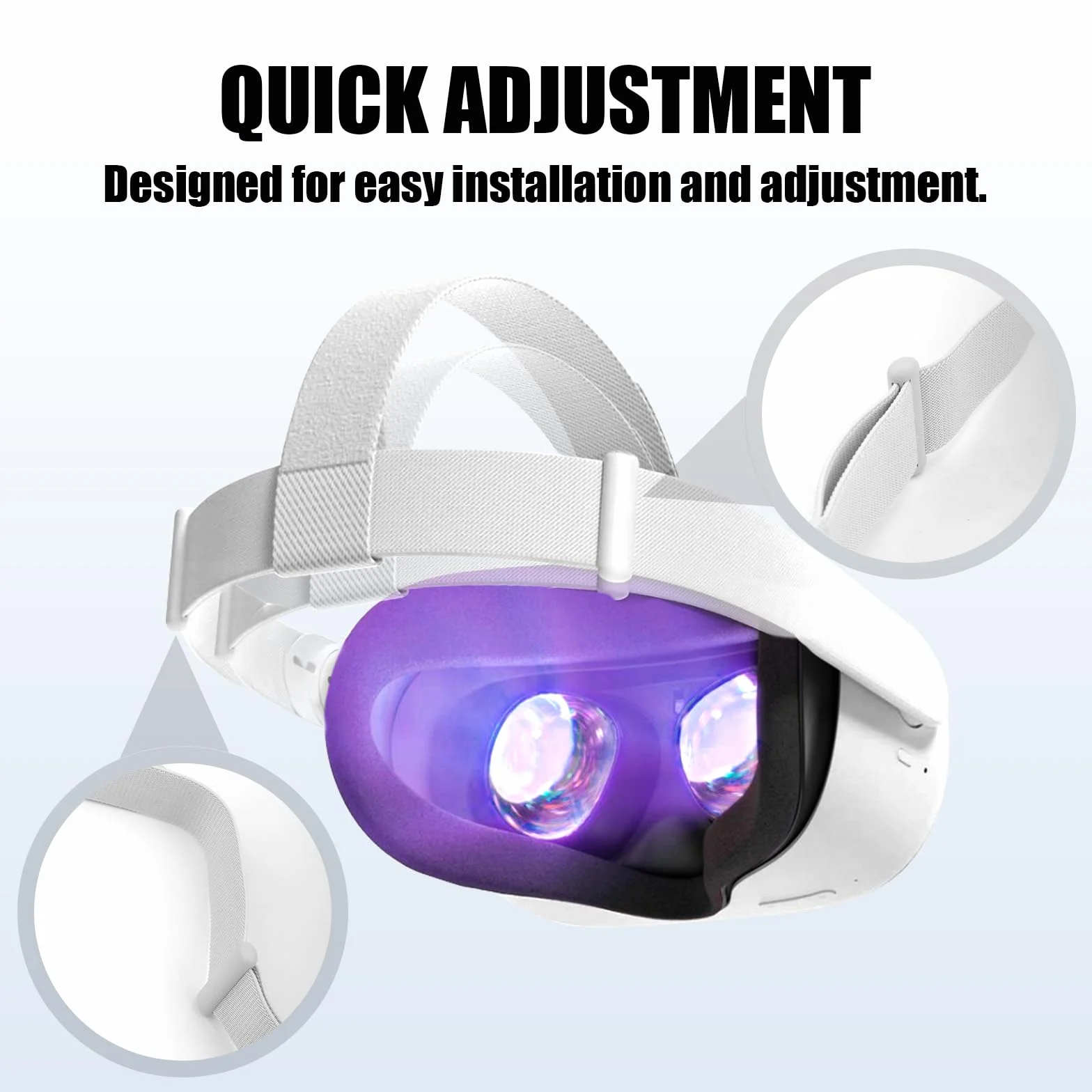 Fascia per la Testa per Oculus Quest 2 Visore, Regolabile Cinturino di Ricambio Head Strap Parti di Accessori Visore VR Compatibile con Meta Quest 2