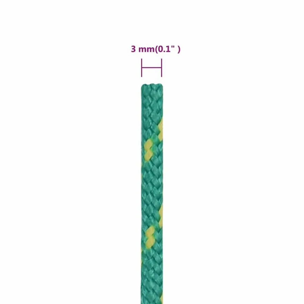 Corda per barca, verde, 3 mm, 25 m, in polipropilene, robusta, resistente alle intemperie, antistrappo, per barca, vela, campeggio, attività all'aperto, casa, officina, fissaggio e legatura