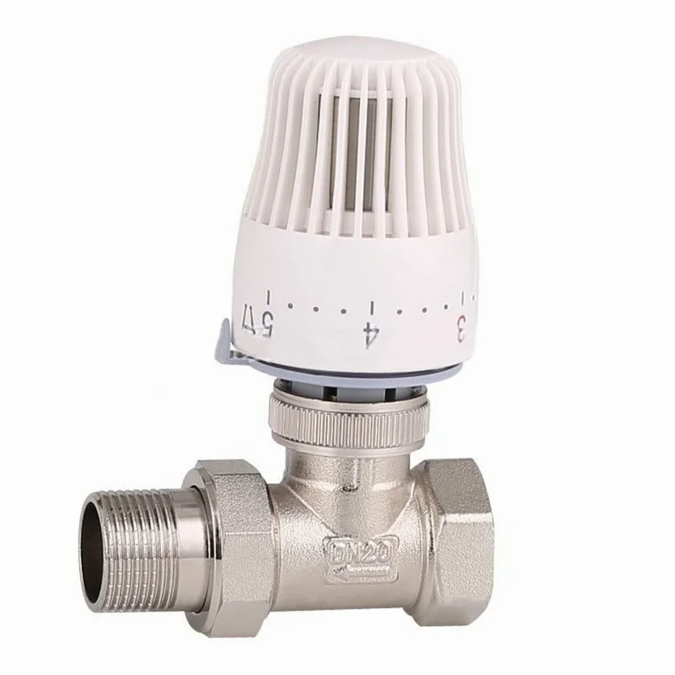 Valvola Termostatica di Miscelazione 3/4 Pollici per Termosifone e Riscaldamento a Pavimento - Testa Termostatica con Limitatore di Temperatura (2 Pezzi)