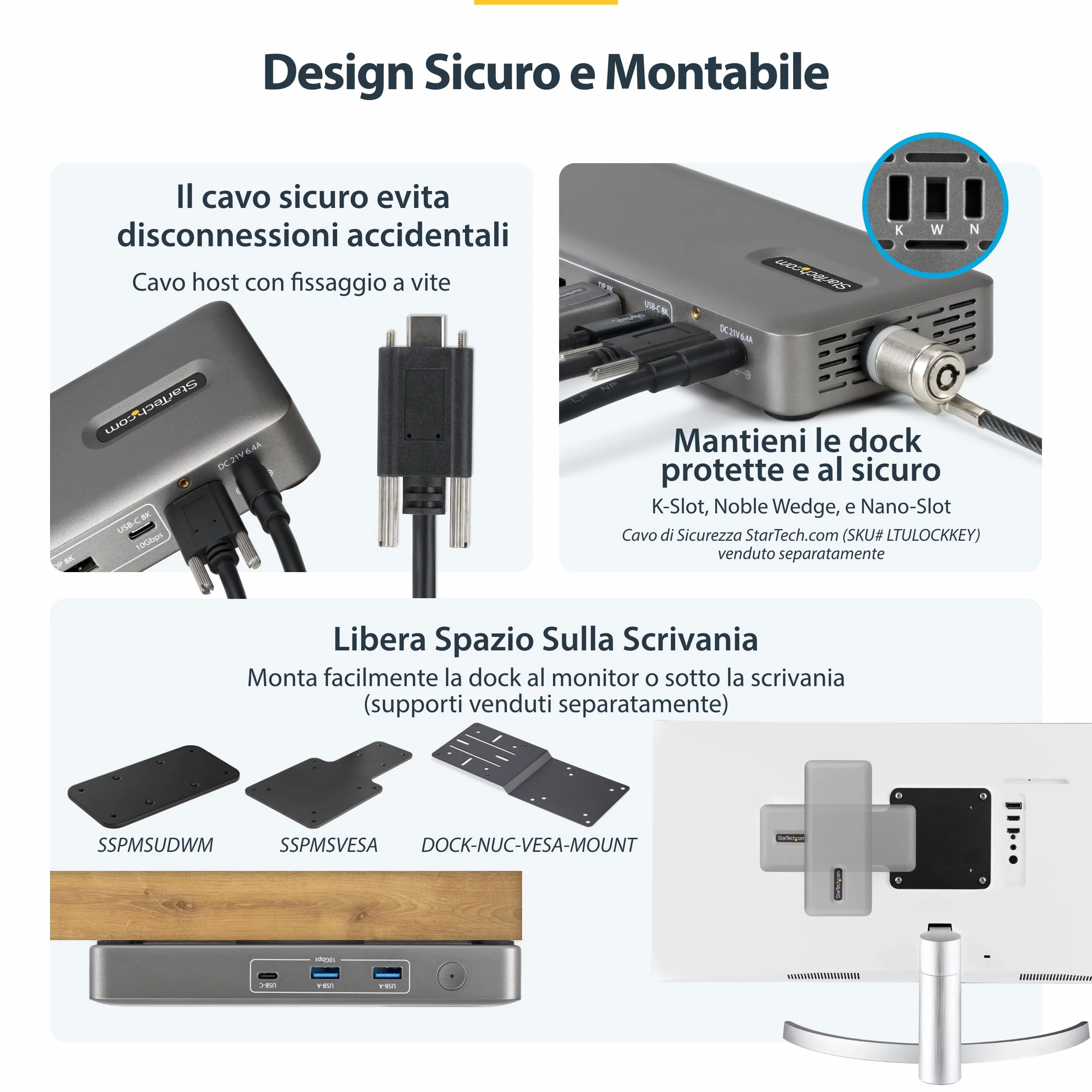 StarTech Docking Station USB4, Doppio Monitor 4K senza Driver per macOS e Windows, Dock USB-C Universale con Power Delivery da 100W per Laptop, Ethernet 2,5GbE
