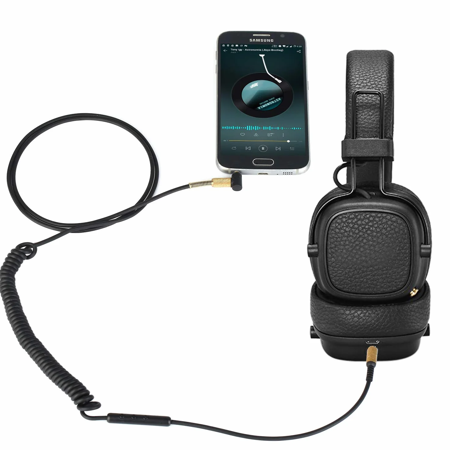Yizhet Cavo Aux Audio Compatibile con Cuffie Marshall Major III Marshall Major II Major I Marshall Monitor 3,5mm Jack Cavo Audio Stereo di Ricambio con Telecomando & Microfono (1,2m, Nero)