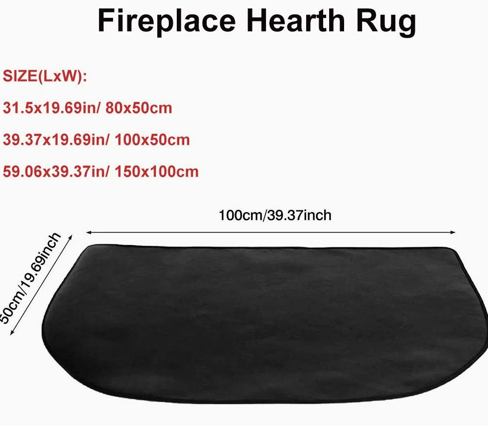 ELR Tappeto ignifugo in fibra di vetro, durevole, ignifugo, protettivo, tappeto per camino, tappetino antiscivolo per camino, braciere (L: 150 x 100 cm)
