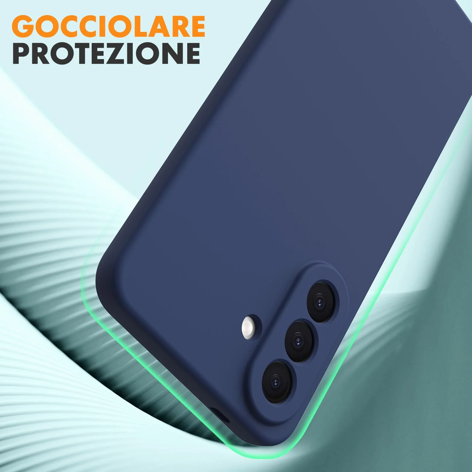 Vansdon Cover Compatibile con Samsung Galaxy A57 5G, 2 Pellicola Protettiva in Vetro Temperato, Gomma Gel di Silicone Liquida Antiurto Custodia - Blu notte
