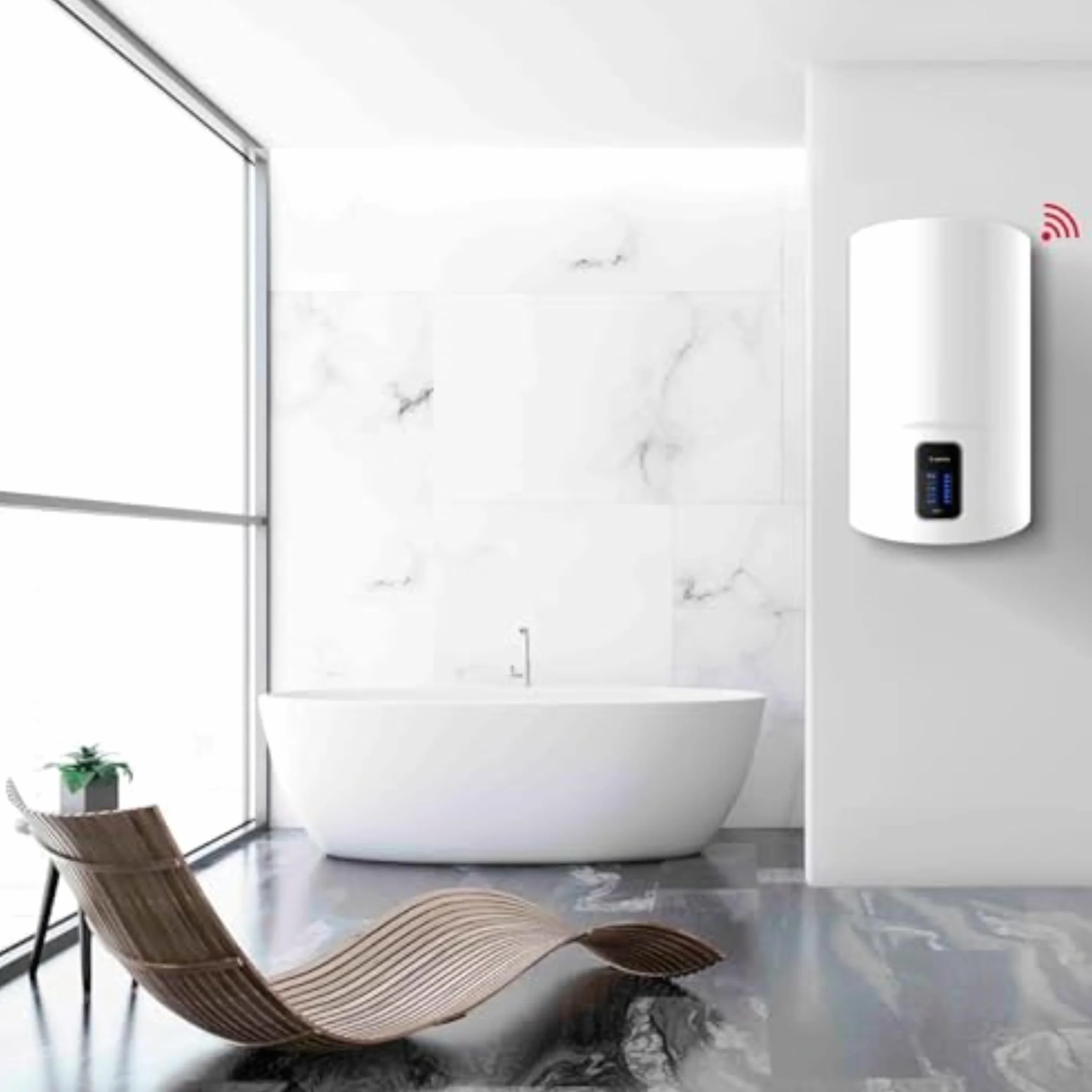 Ariston Lydos Wifi - Scaldabagno Elettrico 100 Litri Verticale con Display Touch ‎47x47x88,5cm - Boiler Elettrico con EVO-ECO e Waterplus per Risparmio Acqua e Energia, Classe B, Compatibile con Alexa