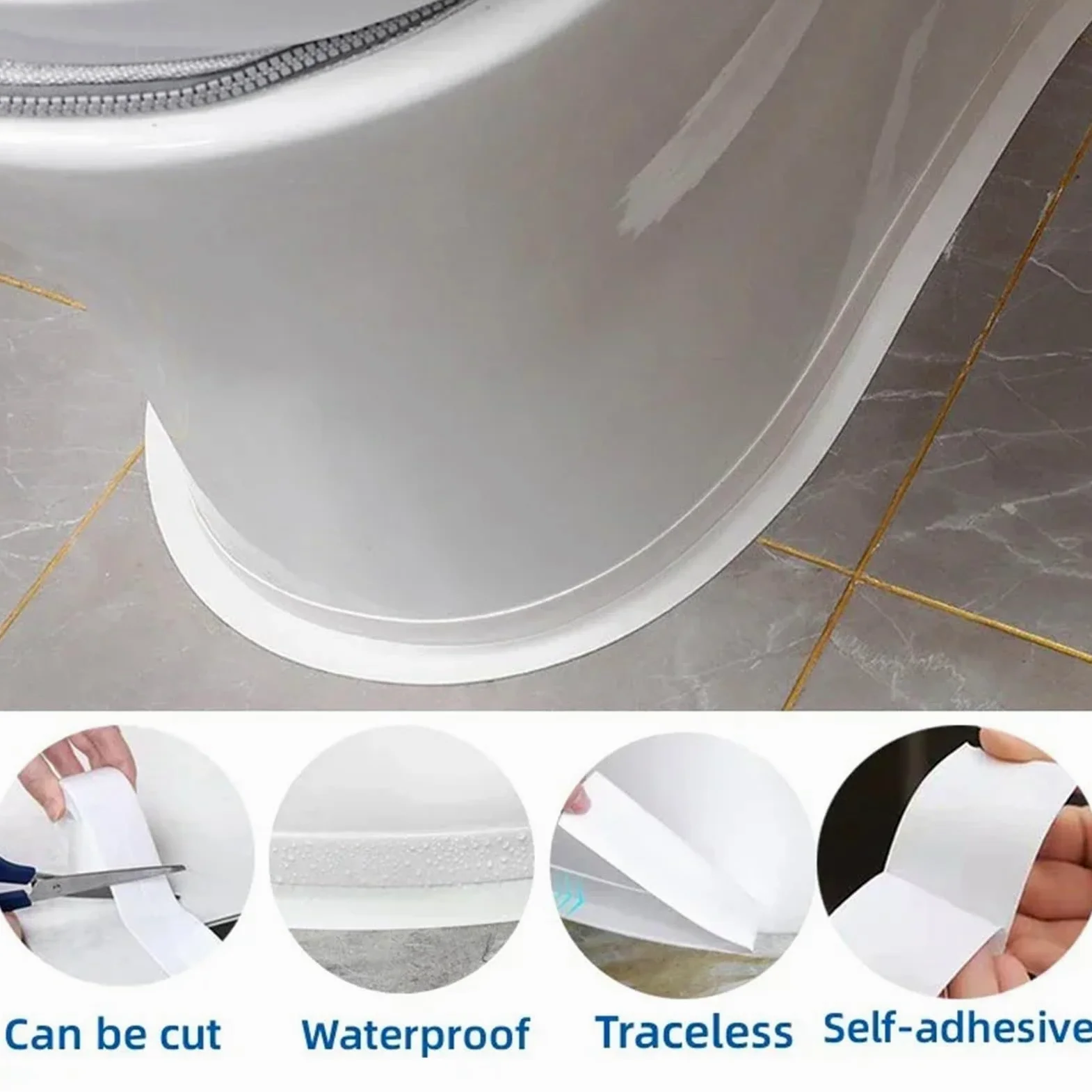 Nastro sigillante, 2 Rotoli di Nastro sigillante Autoadesivo Mastice for Bagno, WC, Adesivi murali angolari