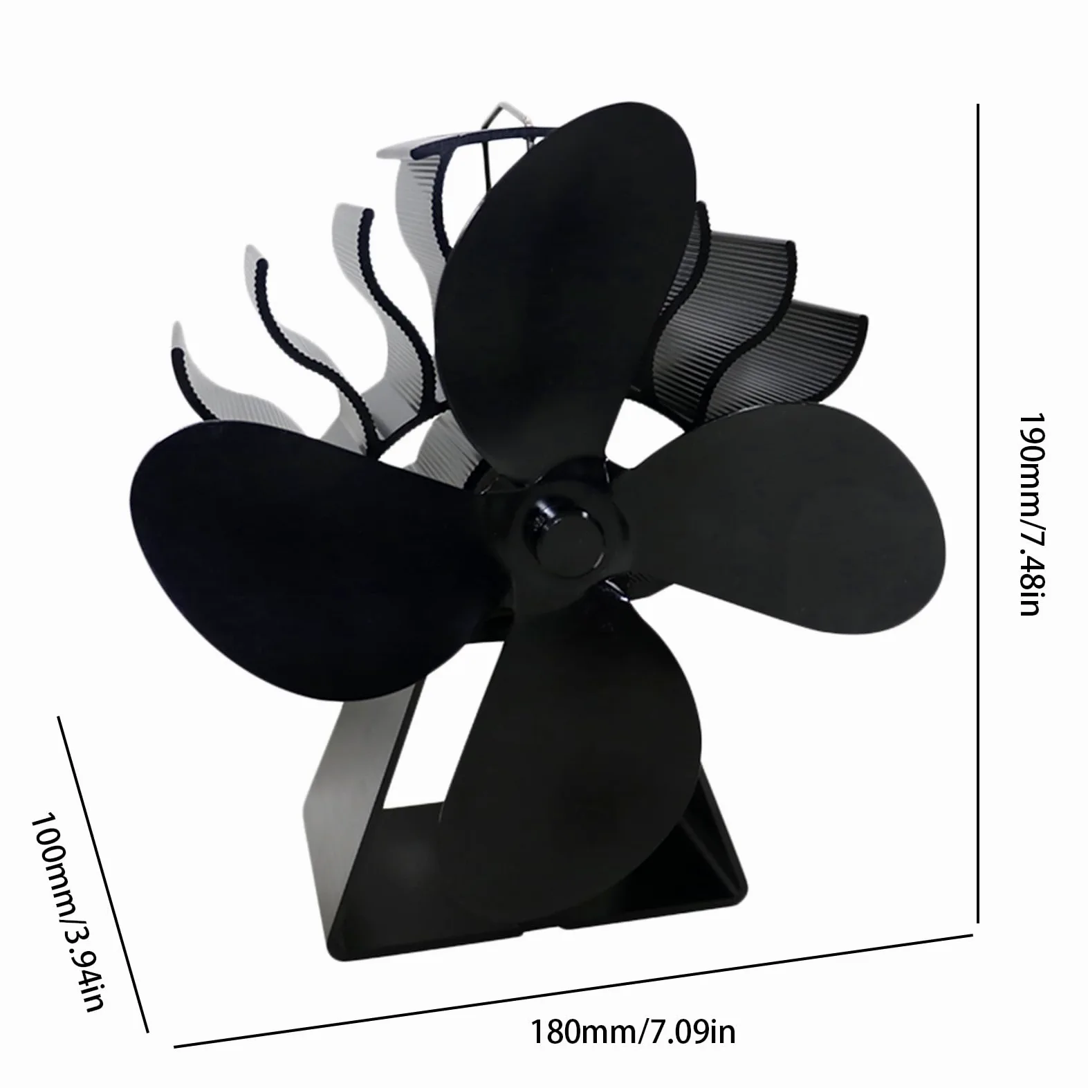 Ventilatore per stufa a legna, alimentato a calore, 4 foglie | motore silenzioso, ecologico, design non elettrico, efficiente flusso d'aria invernale, migliora la distribuzione del calore