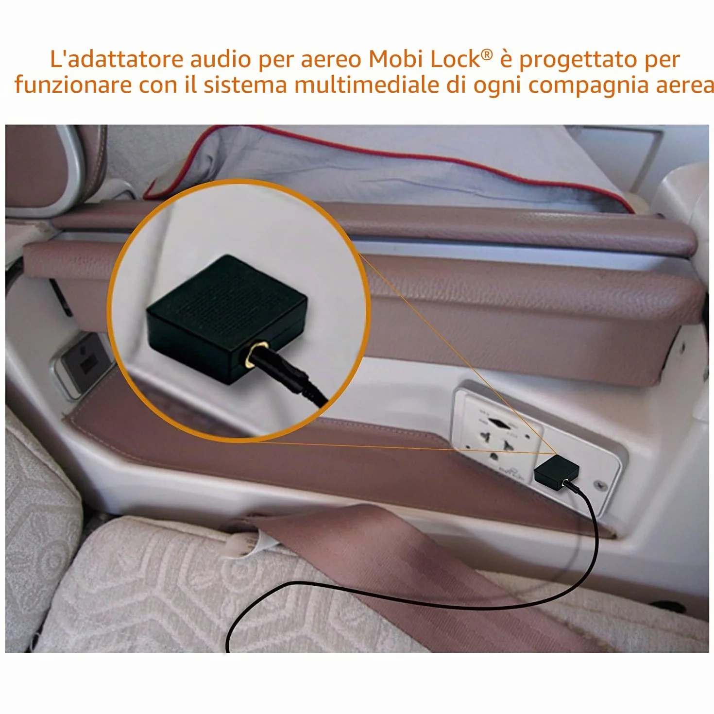 Mobi Lock 2 Pezzi Adattatori per Cuffie da Aereo Placcati in Oro - Usa le Tue Cuffie con i Sistemi di Intrattenimento in Volo dell’Aereo - Ottima Qualità del Suono in Tutti gli Aerei