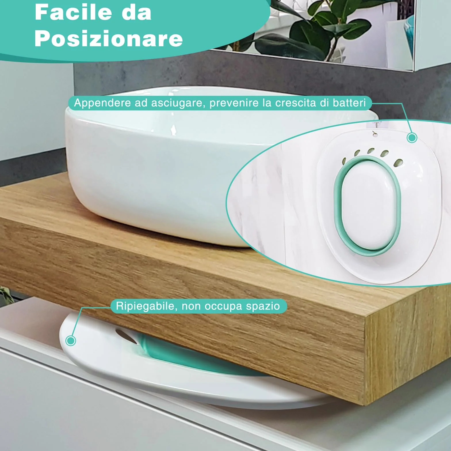 Bidet Portatile per WC per Emorroidi Vasca da Bagno Pieghevole Sedile Donne Incinte Anziani Verde
