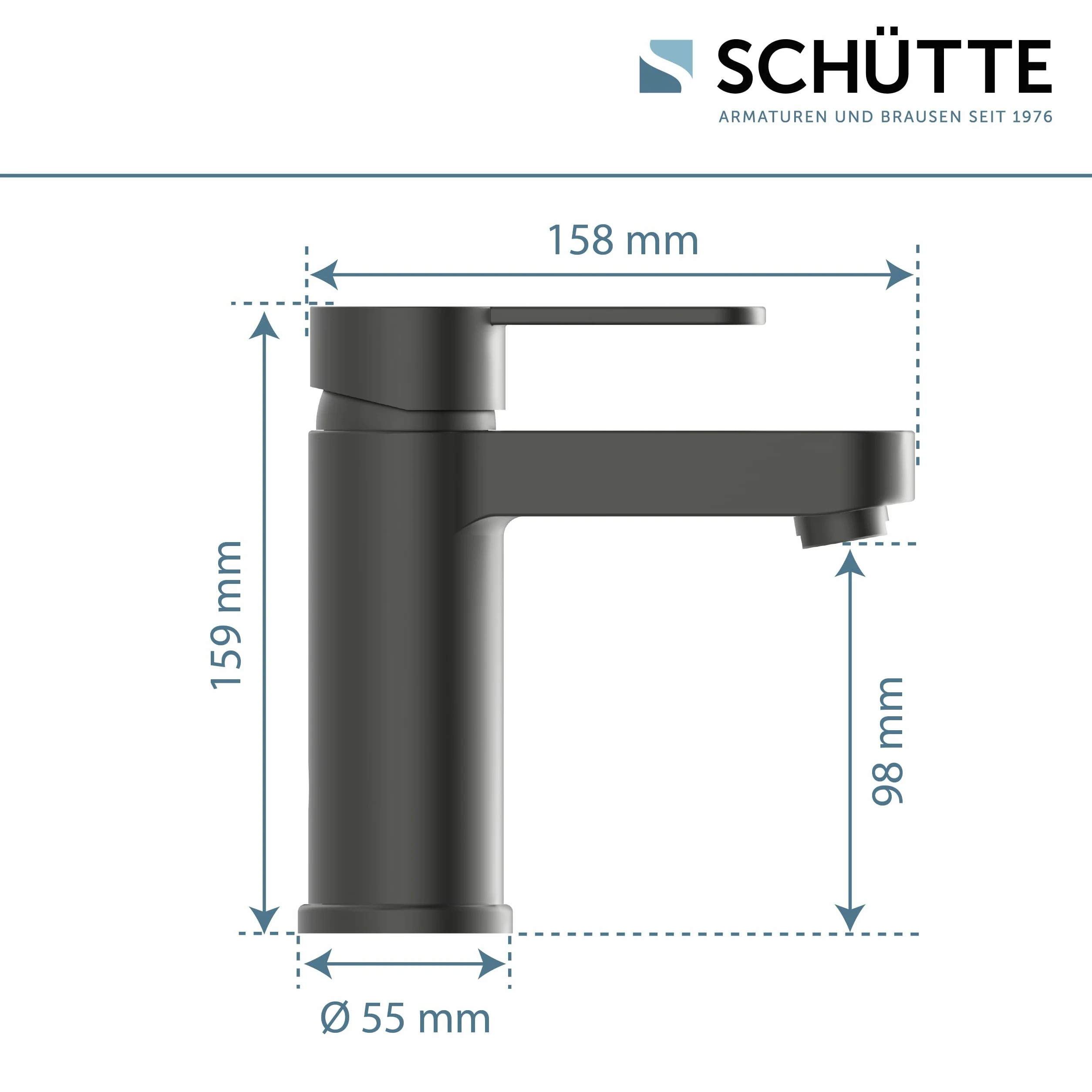 Miscelatore per lavabo Schütte Elephant, elegante miscelatore con rubinetto di scarico per bagno, rubinetto per bagno con scarico a scomparsa, rubinetto per lavabo, grafite opaca, 34212