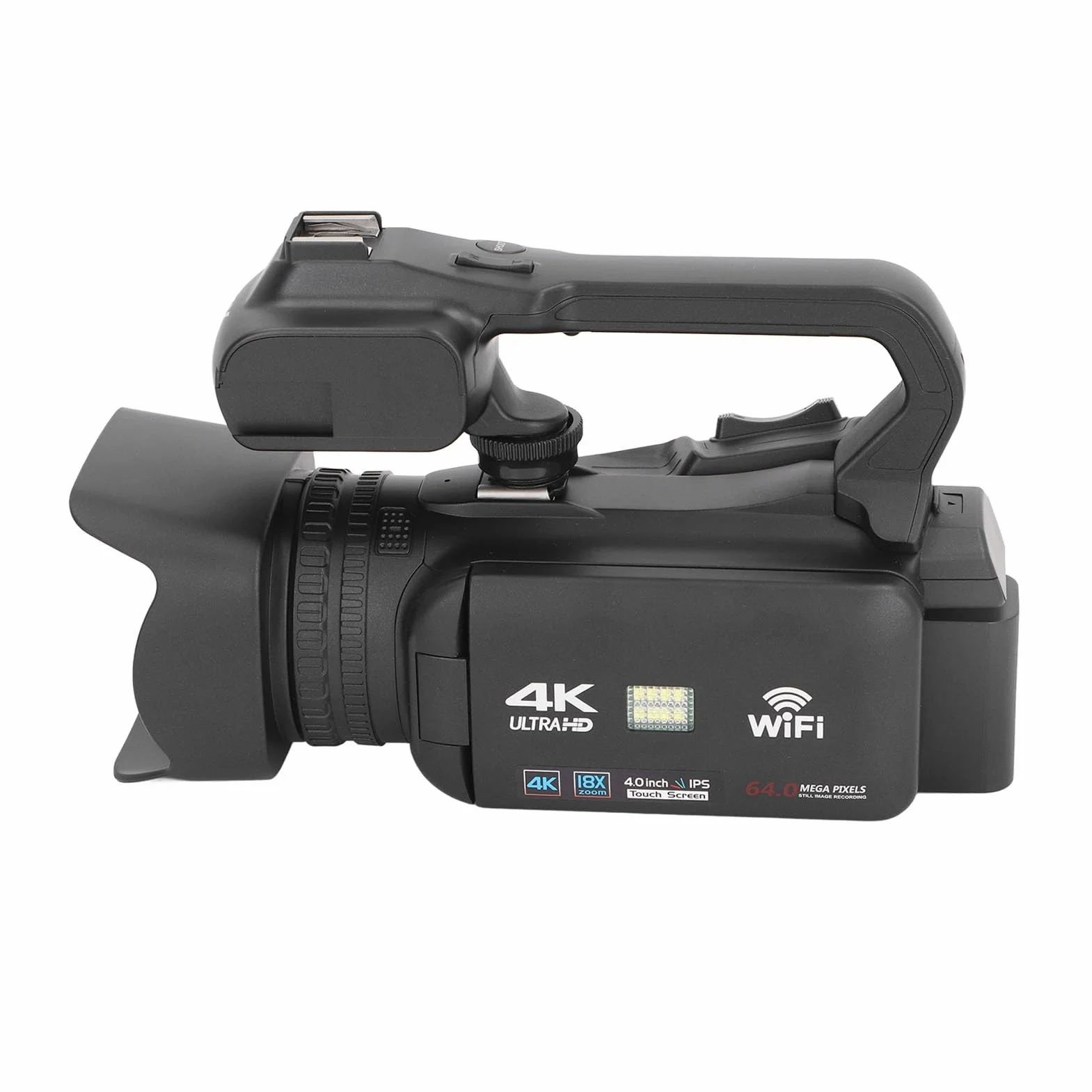 Dpofirs Videocamera 4K UHD, Videocamera WiFi 64MP con Zoom Digitale 18X con Touch Screen da 4 Pollici, Videocamera per Portatile NightVision con Luce di Riempimento Webcam per